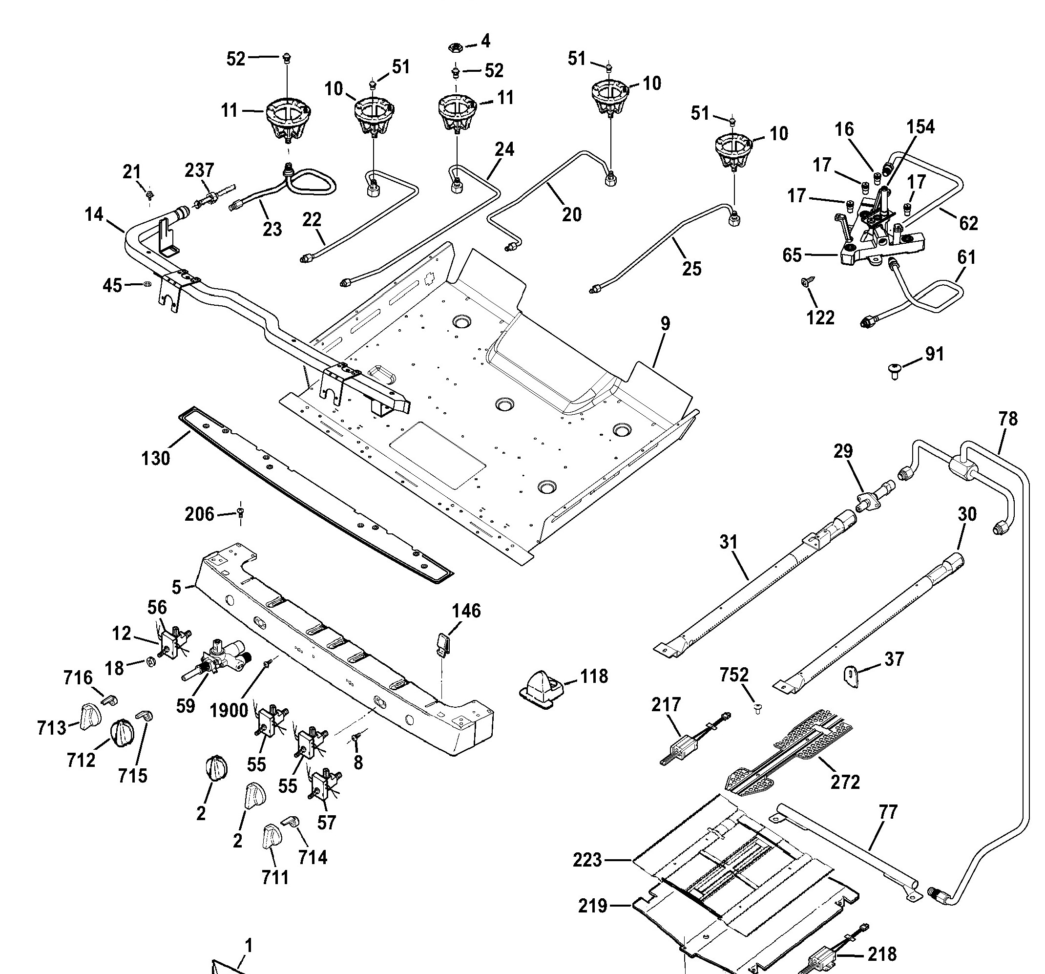 PCGB945SEF2SS Exploded View 1 appliance exploded-view parts diagram
