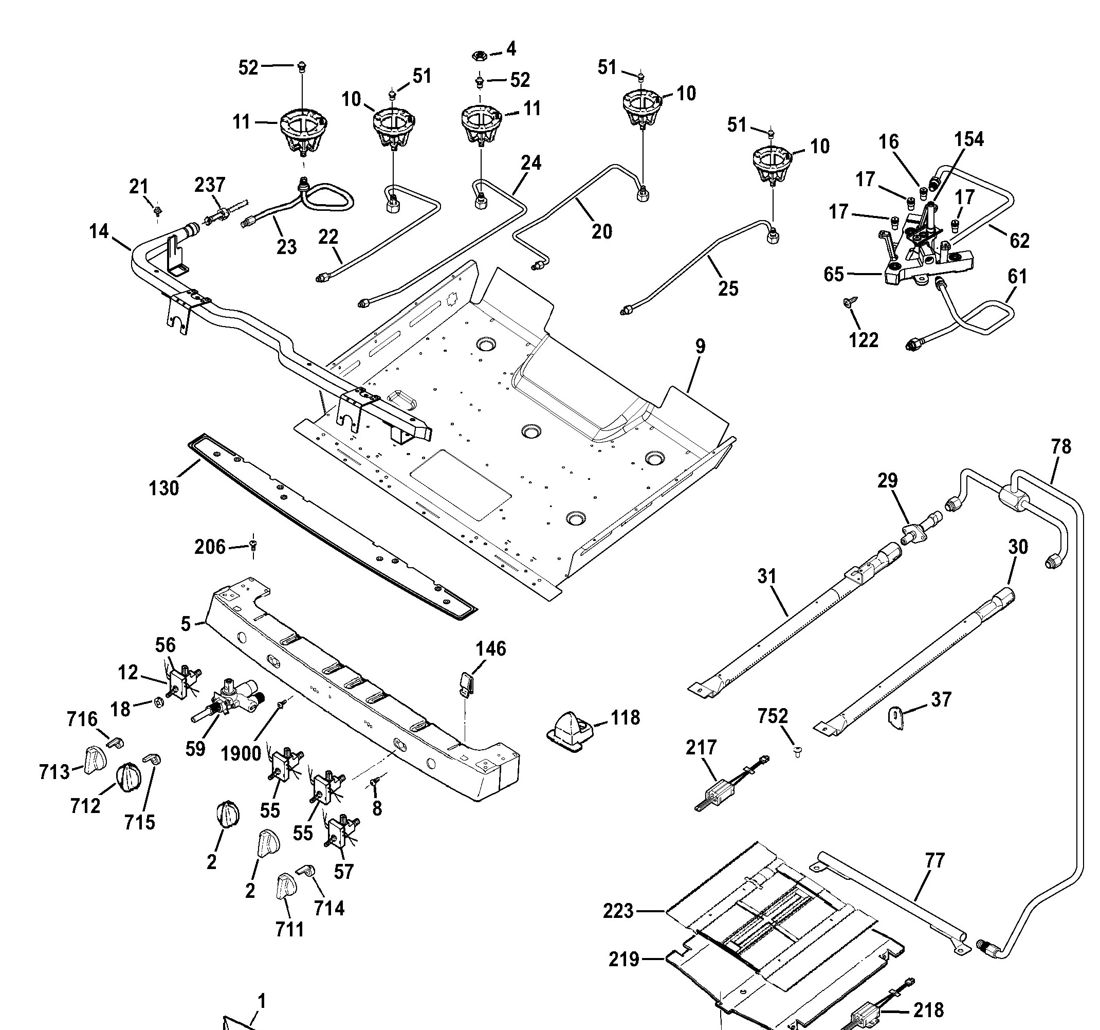 PCGB945SEF3SS Exploded View 1 appliance exploded-view parts diagram