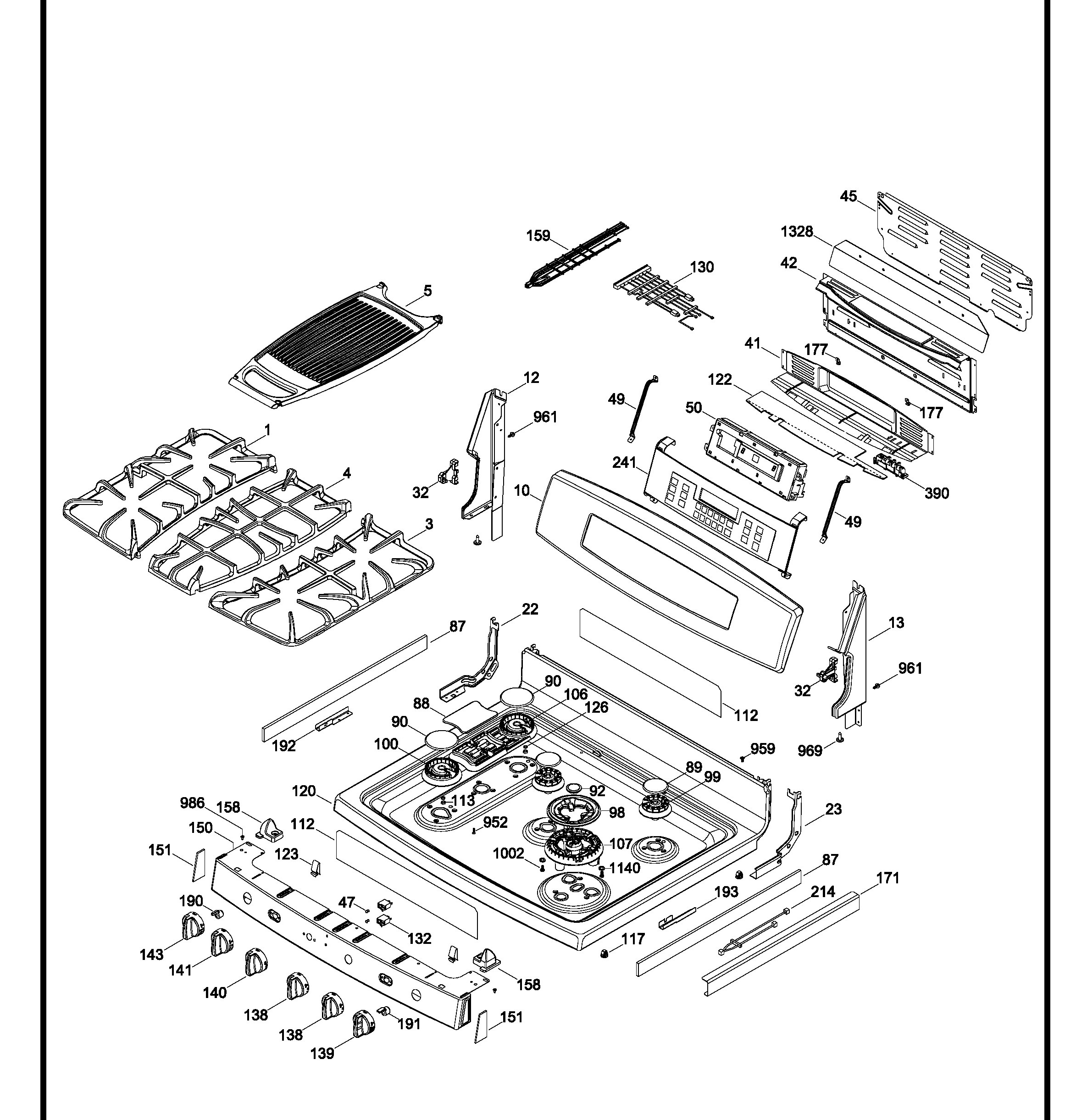 PCGB980SET1SS Exploded View 1 appliance exploded-view parts diagram