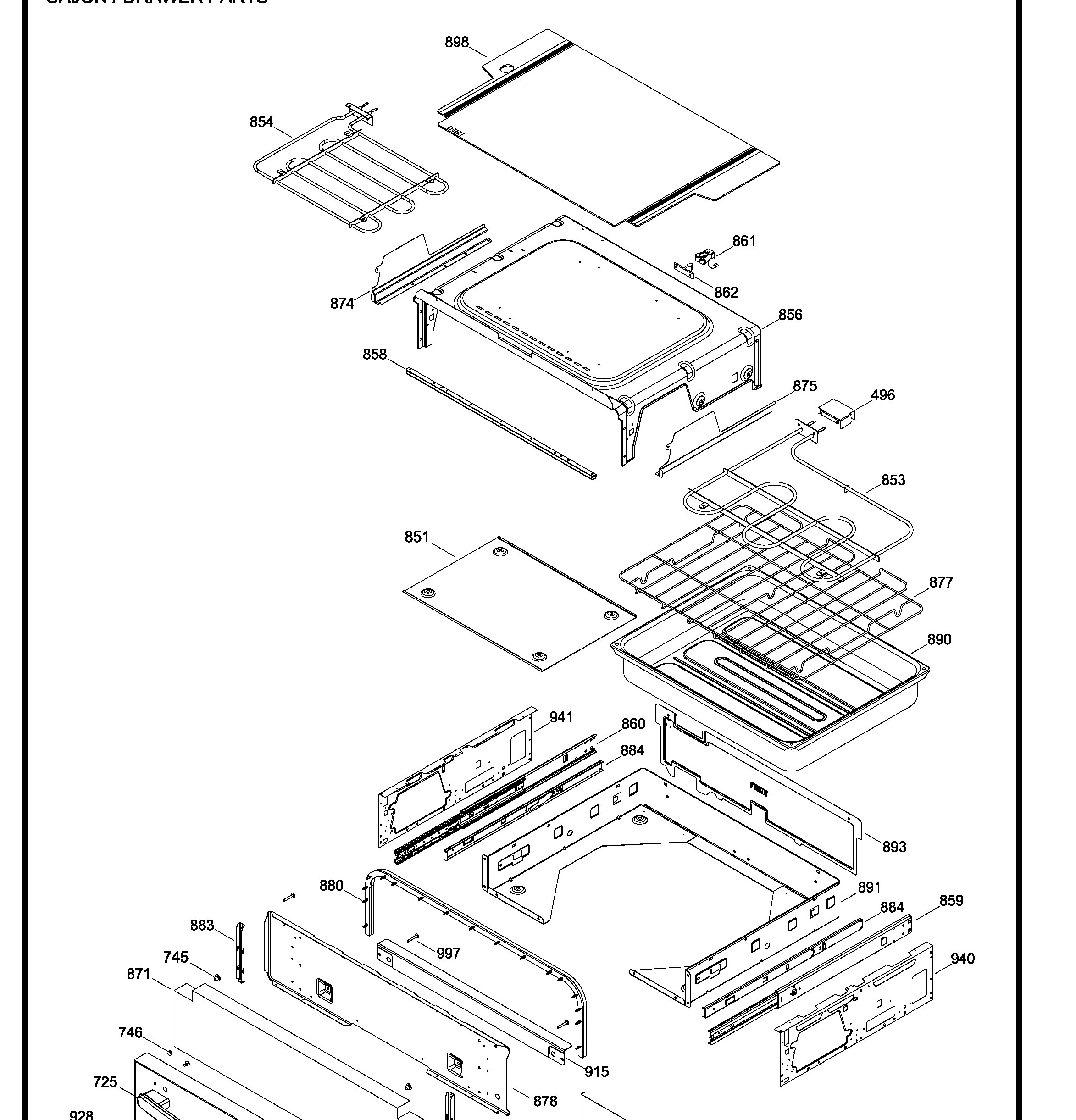 PCGS910SEF1SS Exploded View 5 appliance exploded-view parts diagram