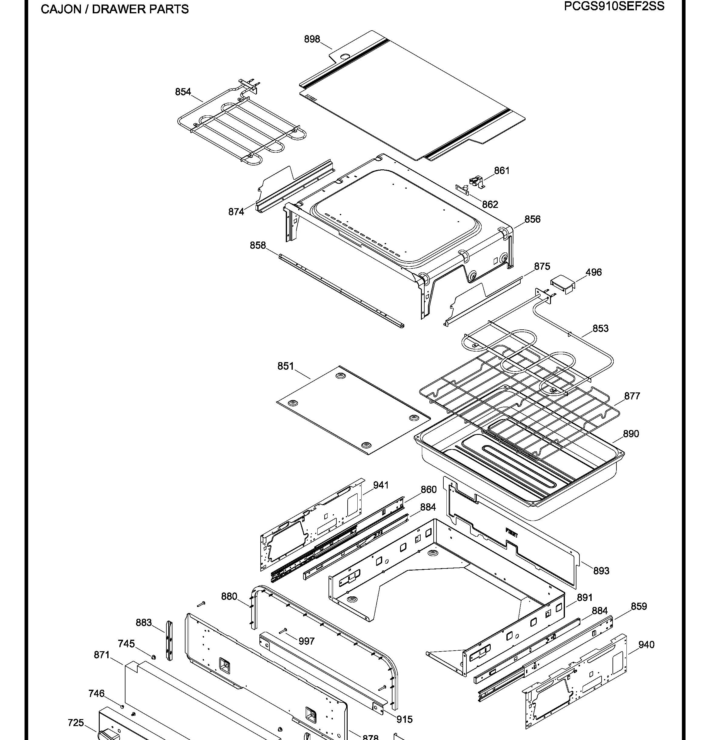 PCGS910SEF2SS Exploded View 5 appliance exploded-view parts diagram