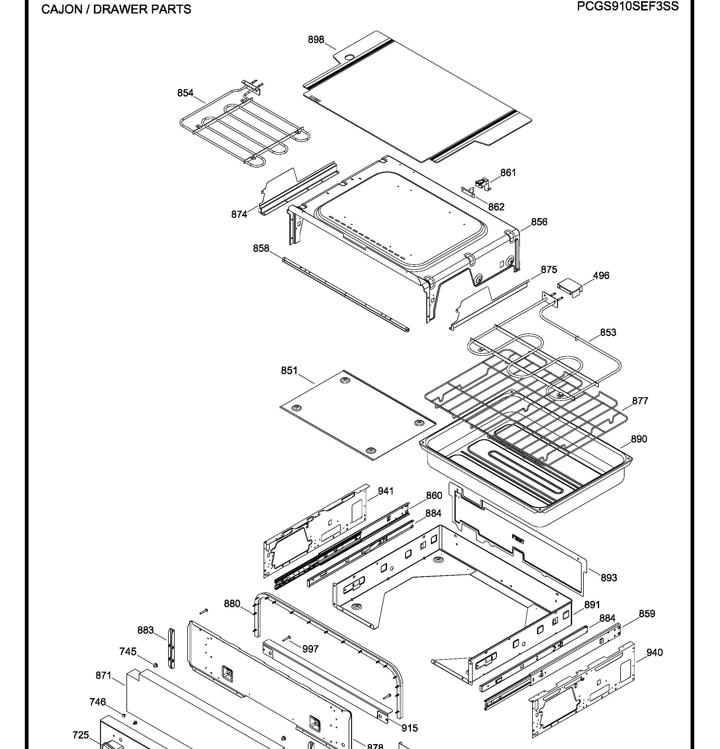 PCGS910SEF3SS Exploded View 5 appliance exploded-view parts diagram