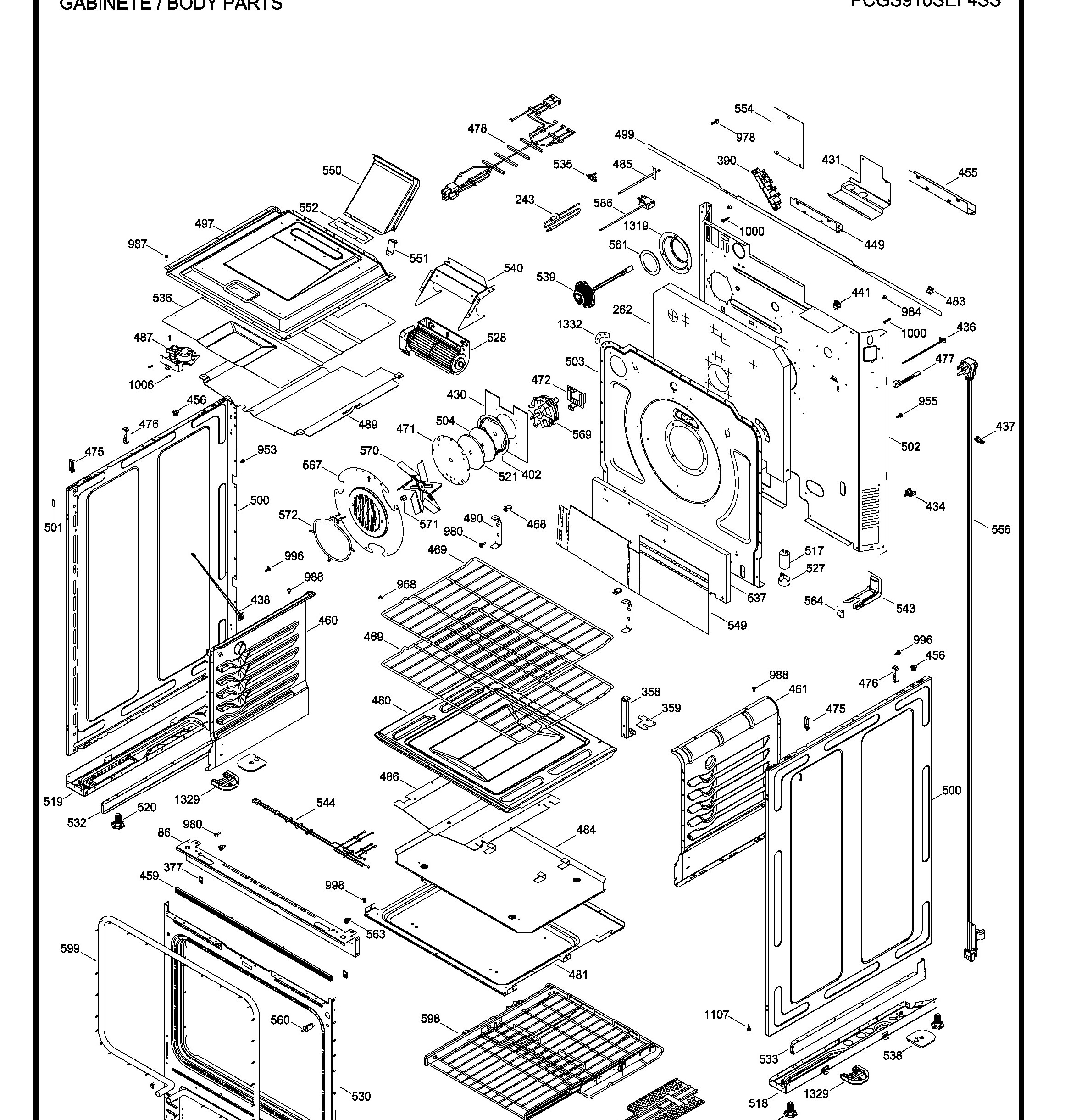 PCGS910SEF4SS Exploded View 3 appliance exploded-view parts diagram