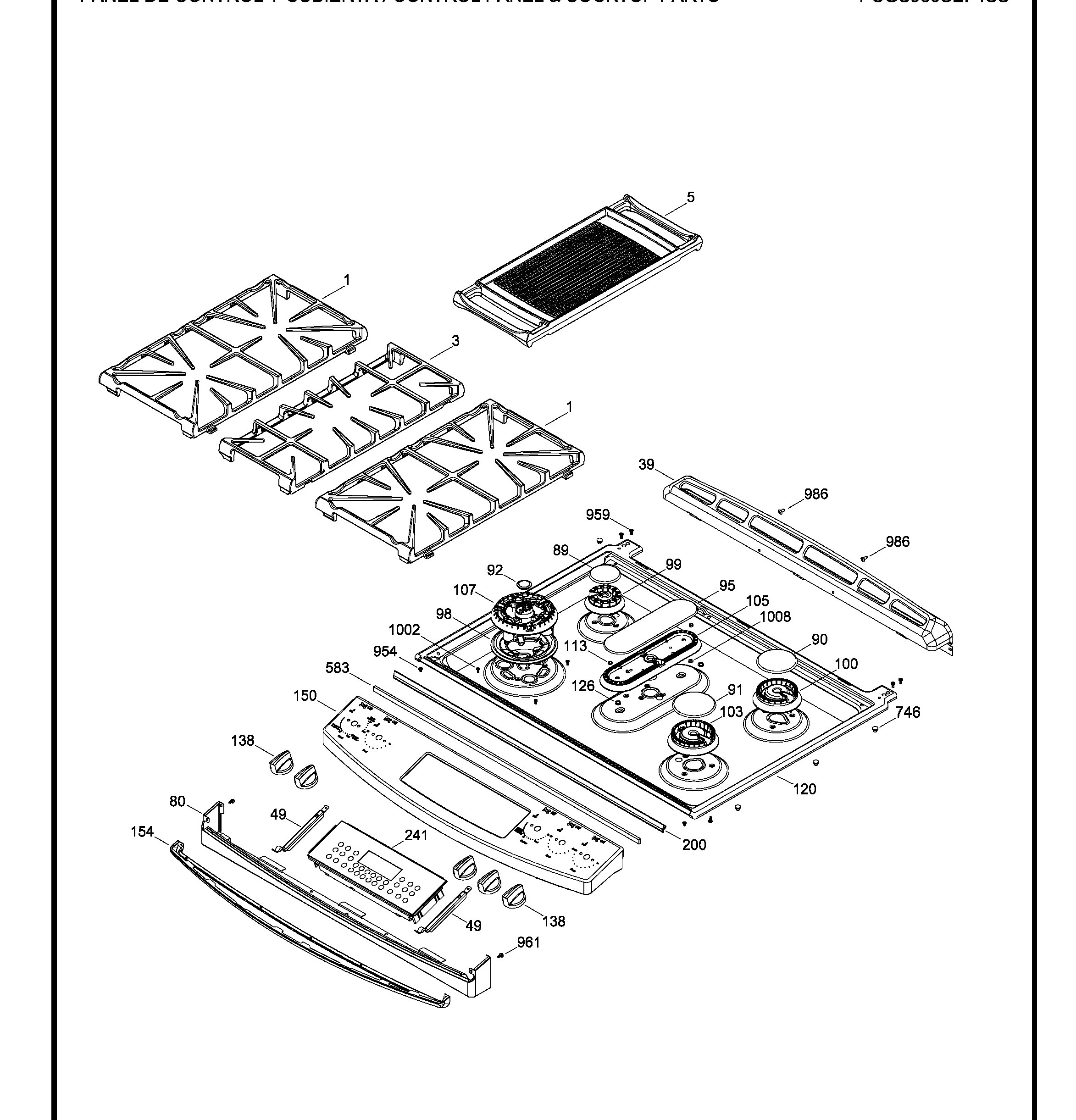 PCGS950SEF4SS Exploded View 1 appliance exploded-view parts diagram