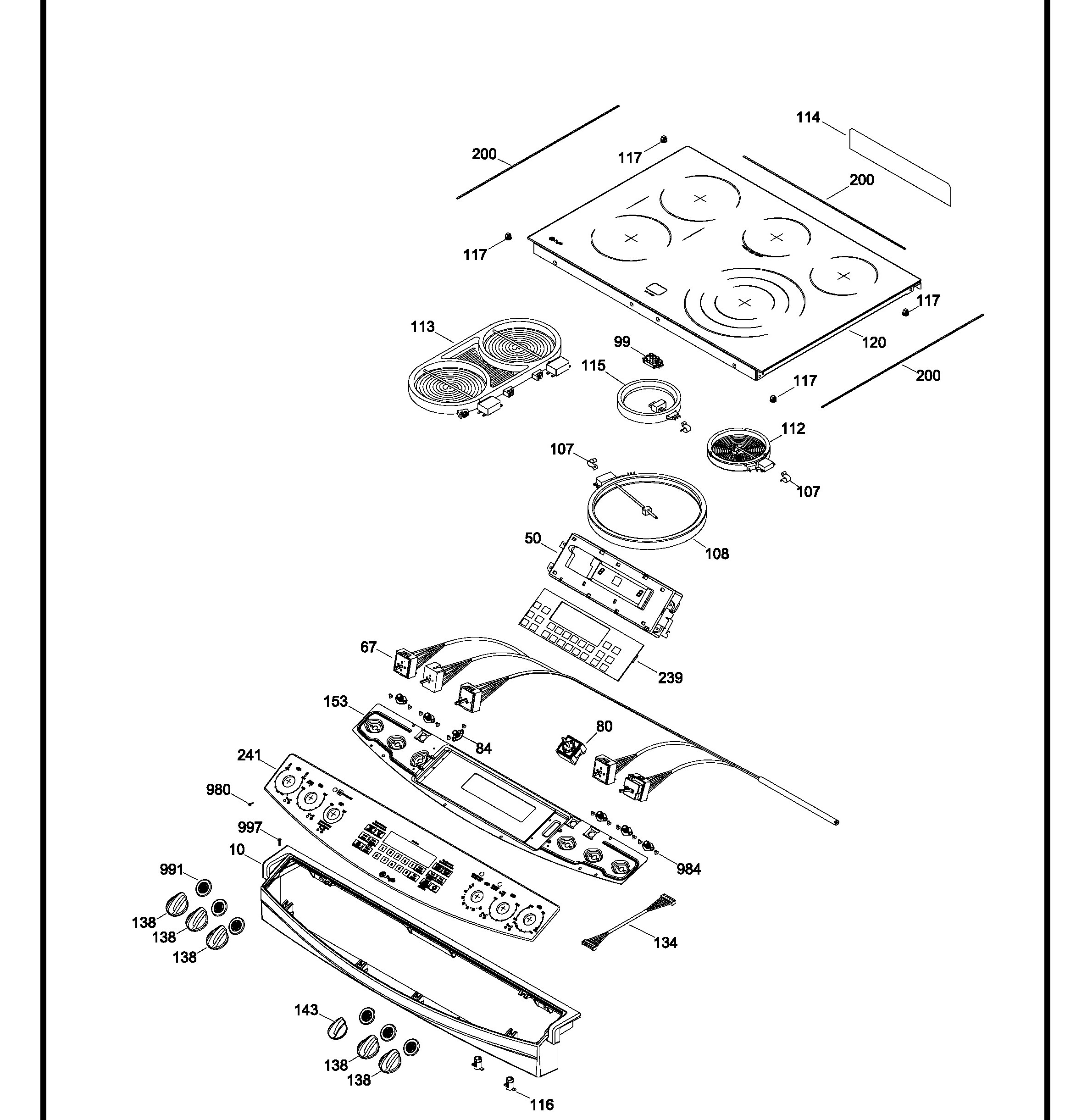 PCS905DR2WW Exploded View 1 appliance exploded-view parts diagram