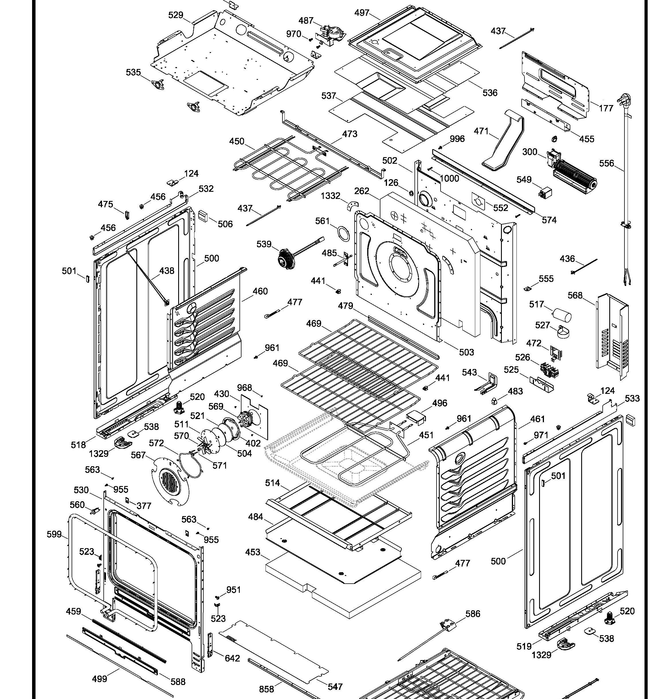 PCS940DF4WW Exploded View 3 appliance exploded-view parts diagram