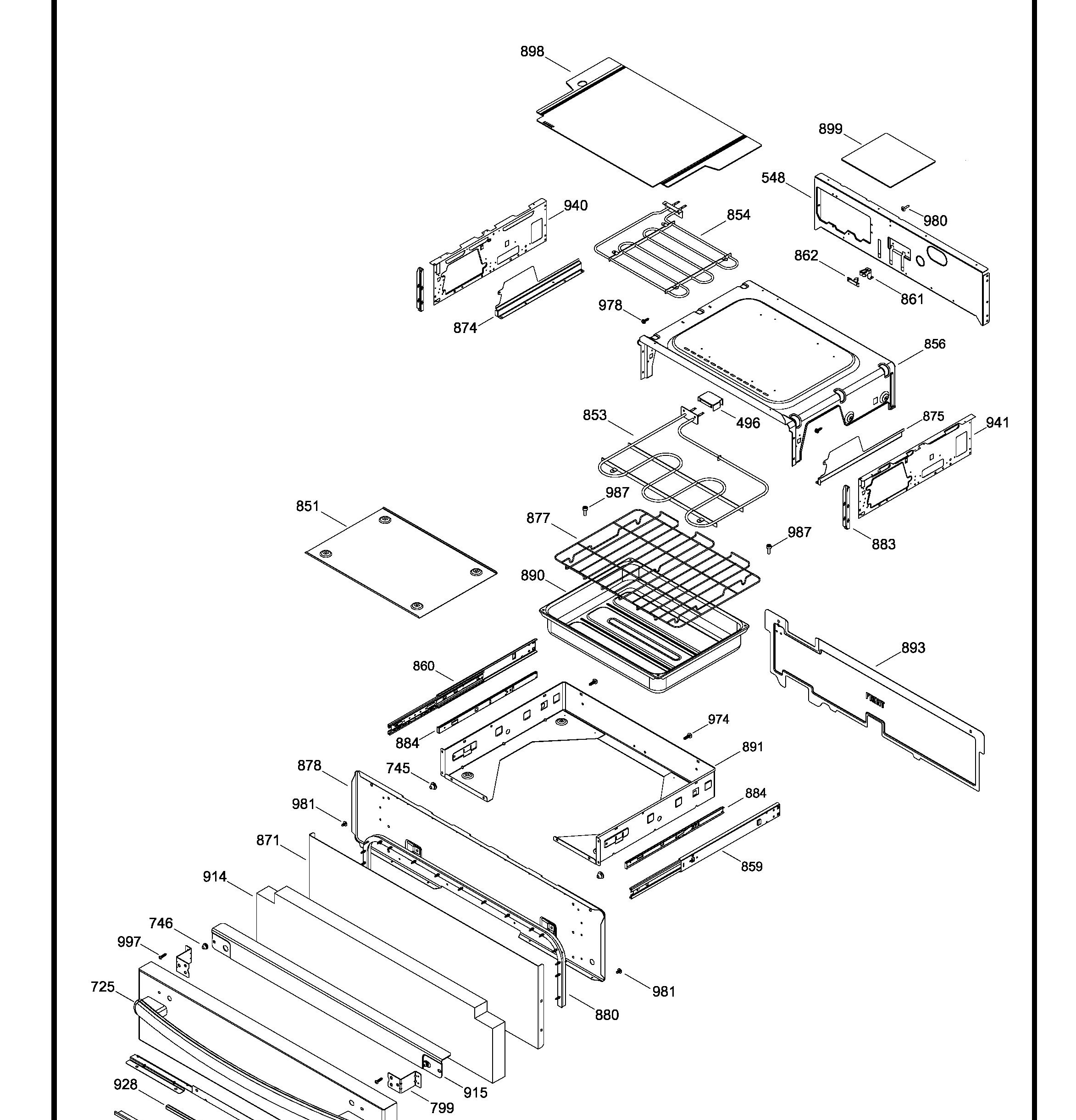 PCS940DF4WW Exploded View 5 appliance exploded-view parts diagram