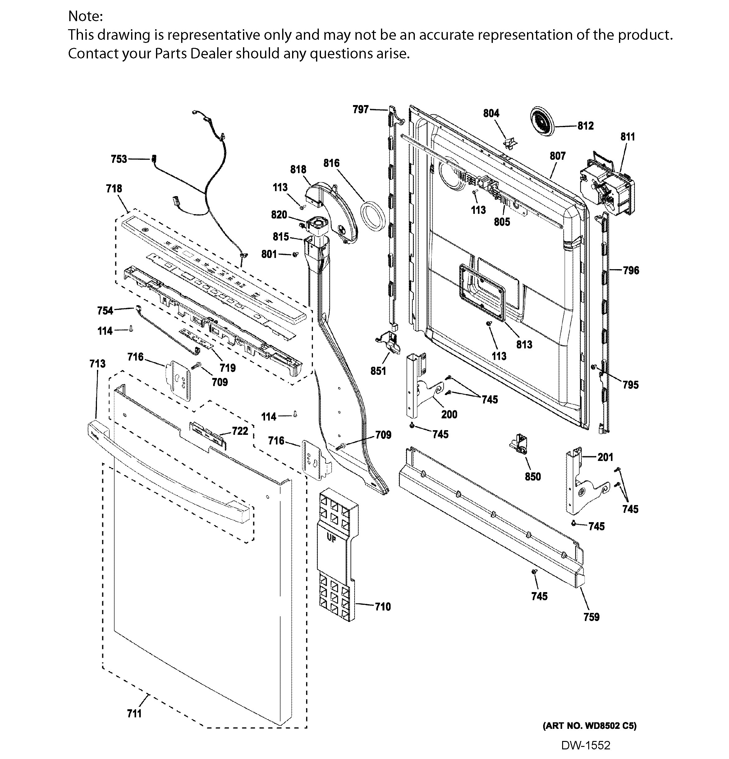 PDT715SMN4ES Exploded View 1 appliance exploded-view parts diagram