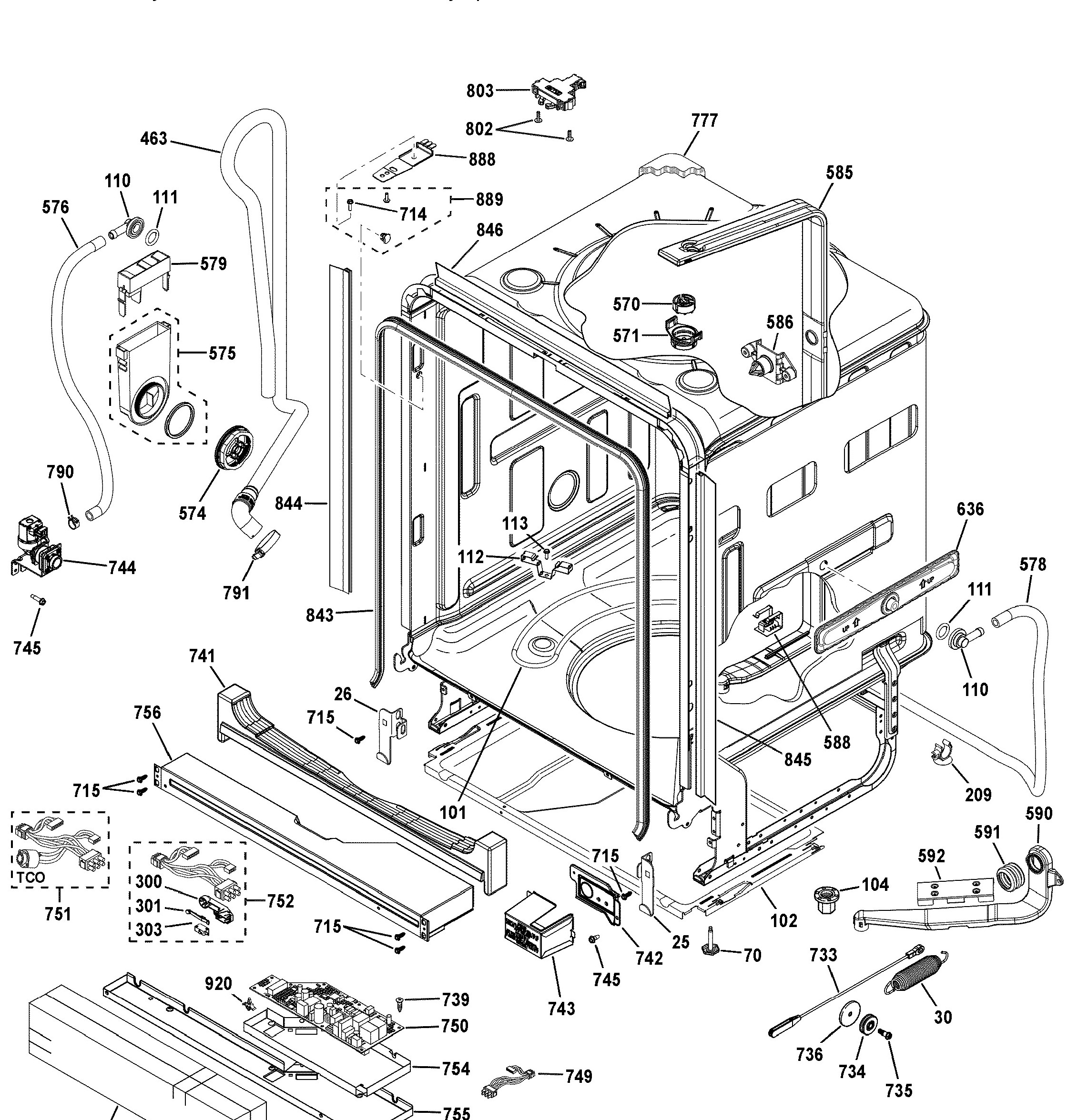 PDT825SSJ2SS Exploded View 2 appliance exploded-view parts diagram