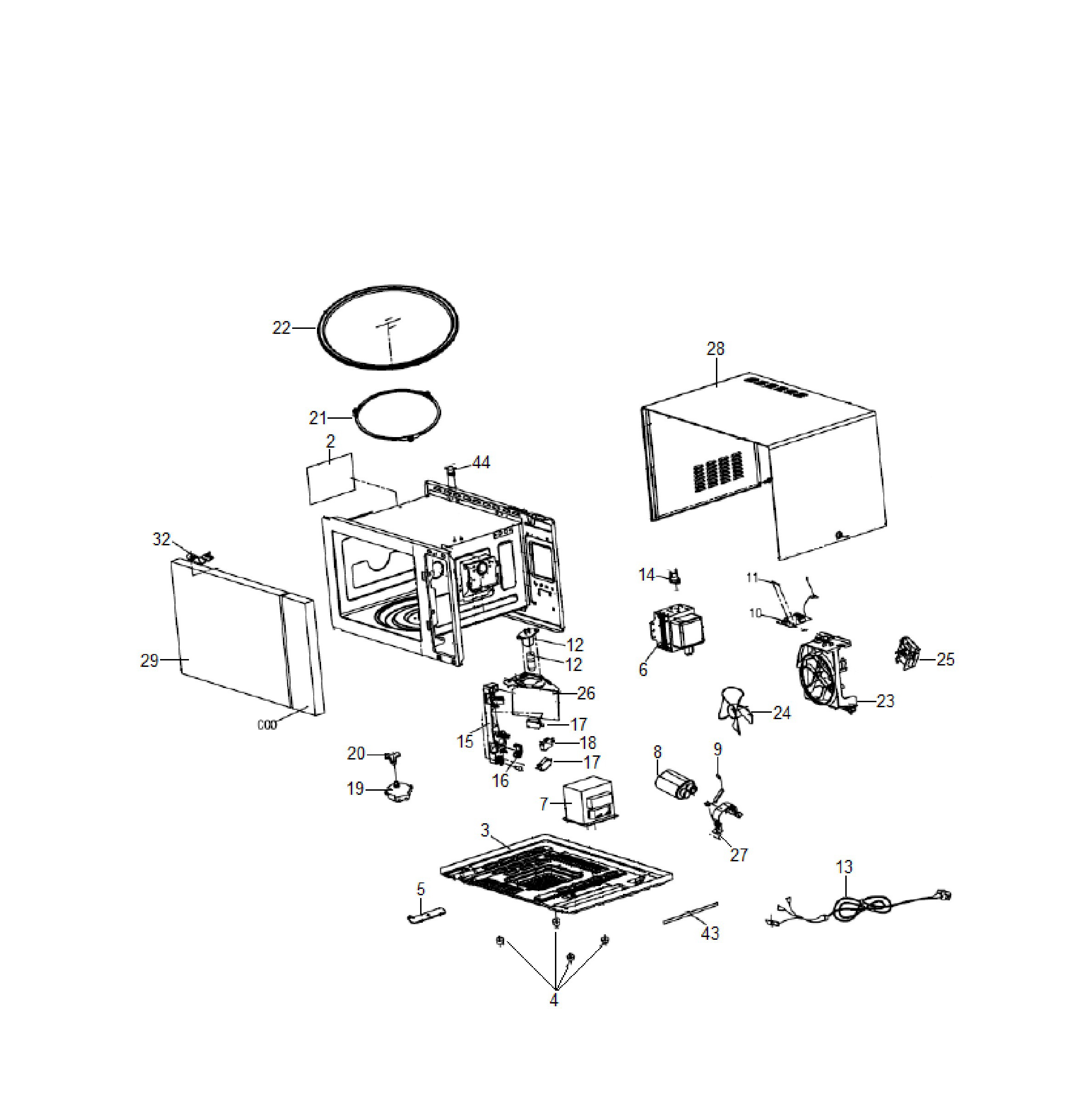 PEB1152SFE Exploded View 1 appliance exploded-view parts diagram