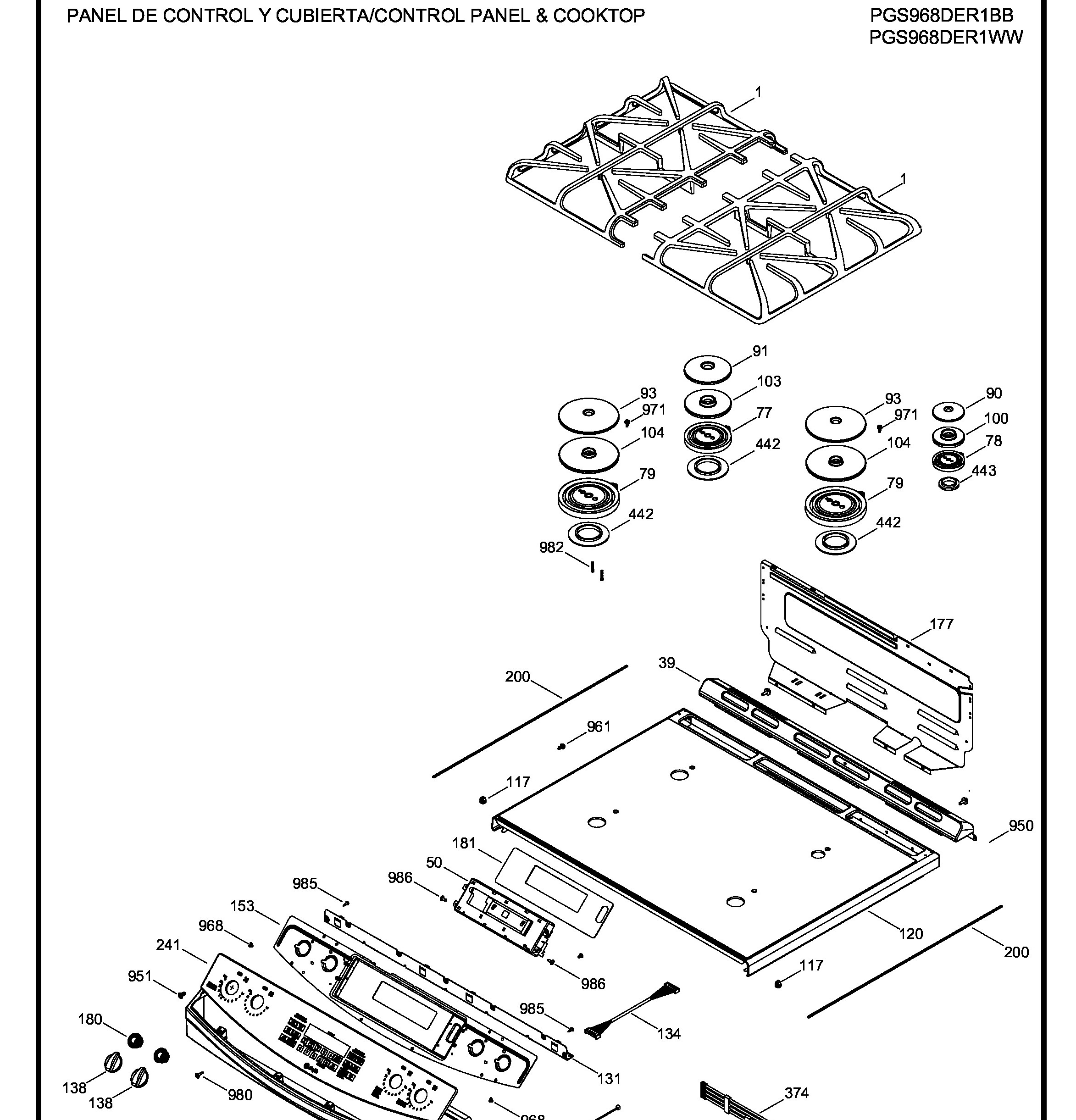 PGS968DER1BB Exploded View 1 appliance exploded-view parts diagram