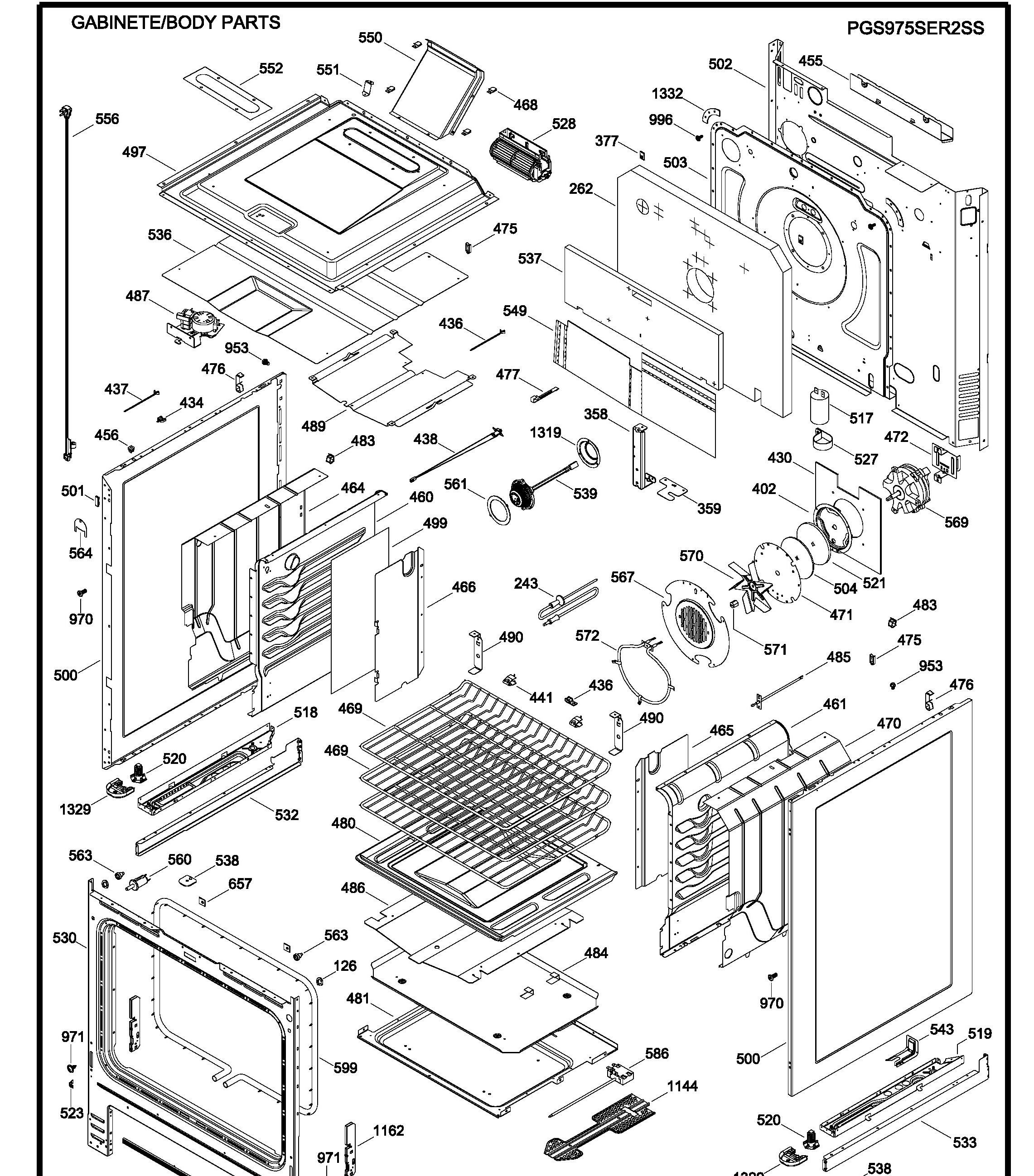 PGS975SER2SS Exploded View 3 appliance exploded-view parts diagram