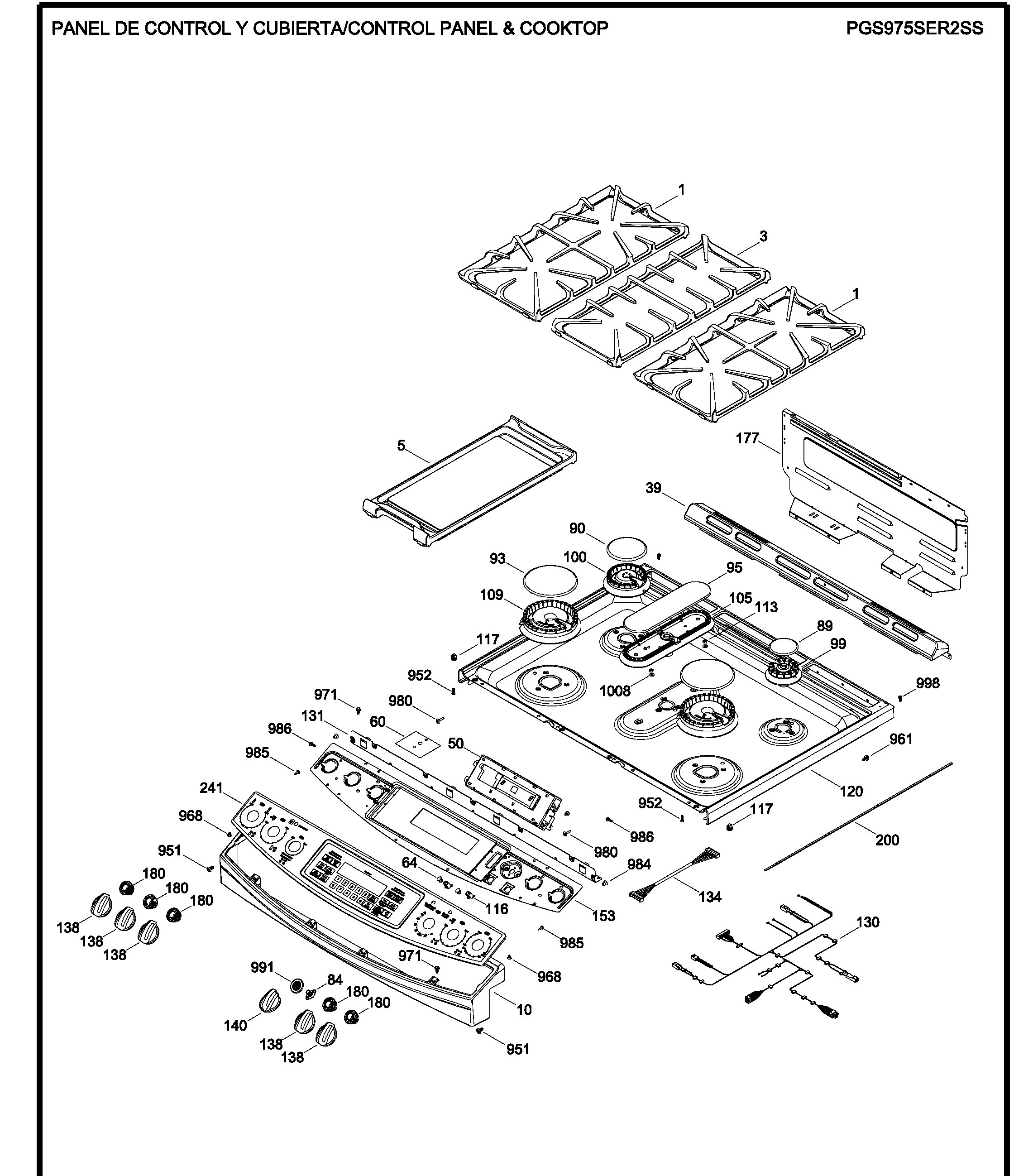 PGS975SER2SS Exploded View 1 appliance exploded-view parts diagram