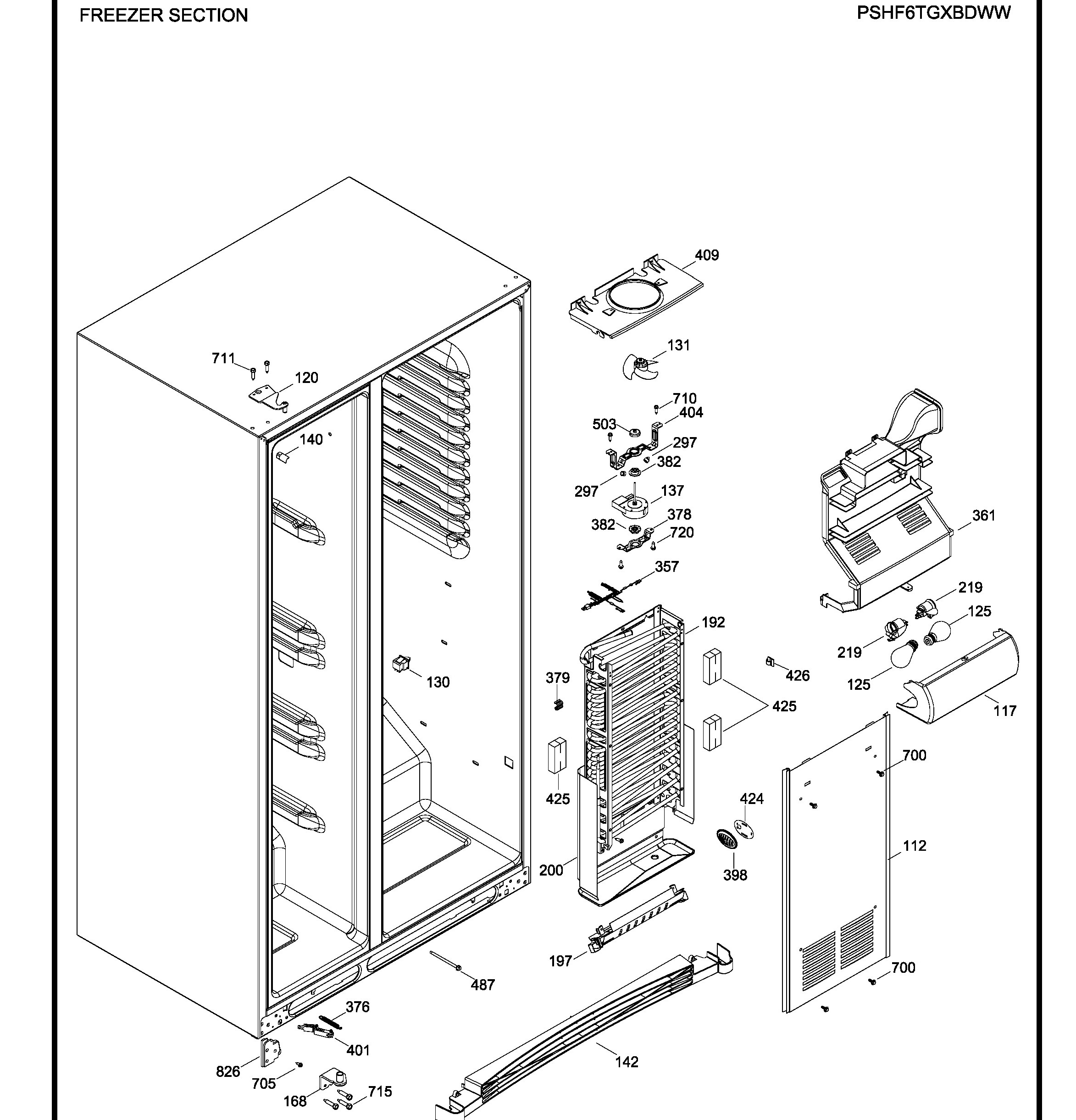 PSHF6TGXBDBB Exploded View 8 appliance exploded-view parts diagram
