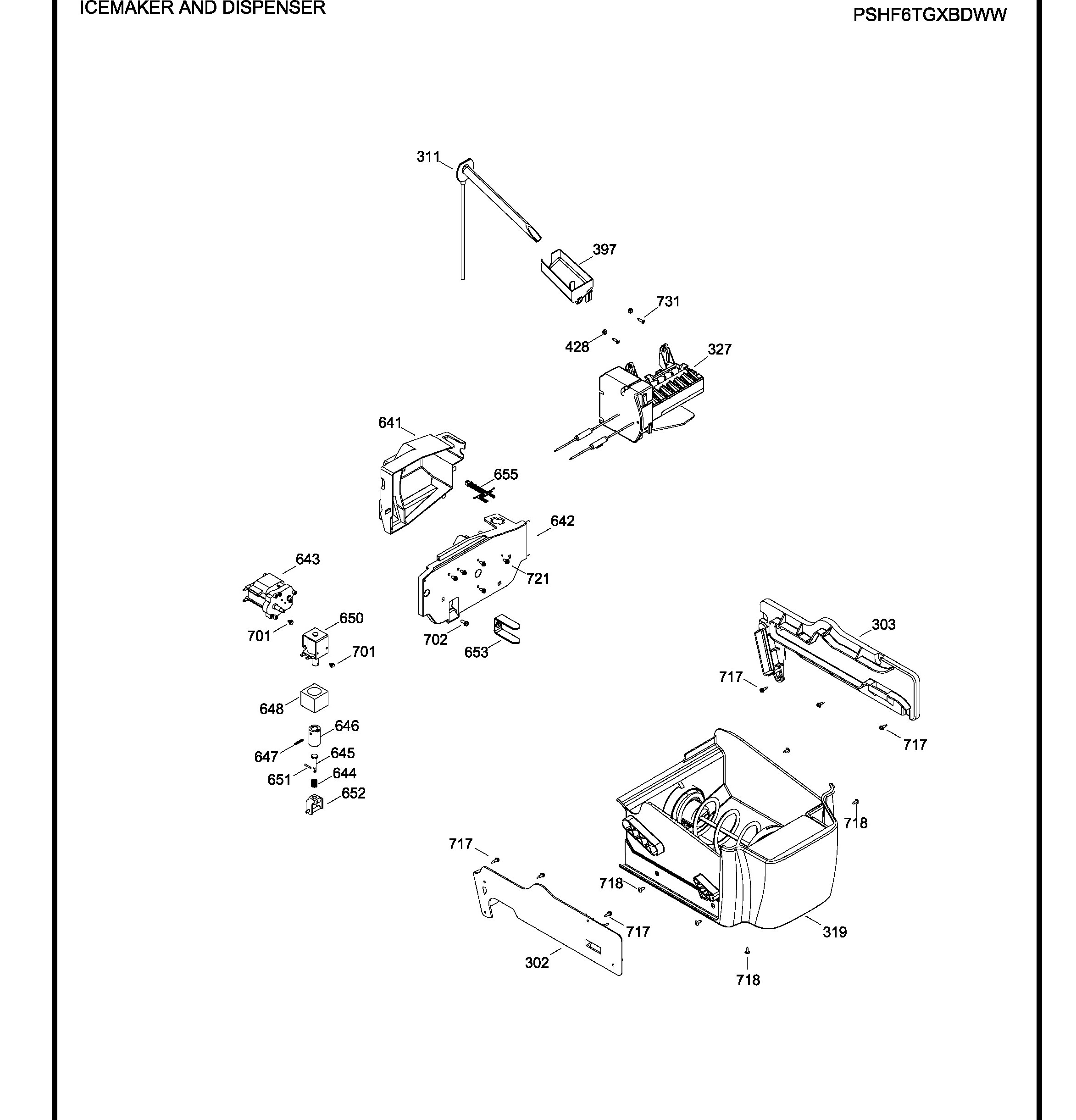 PSHF6TGXBDBB Exploded View 6 appliance exploded-view parts diagram