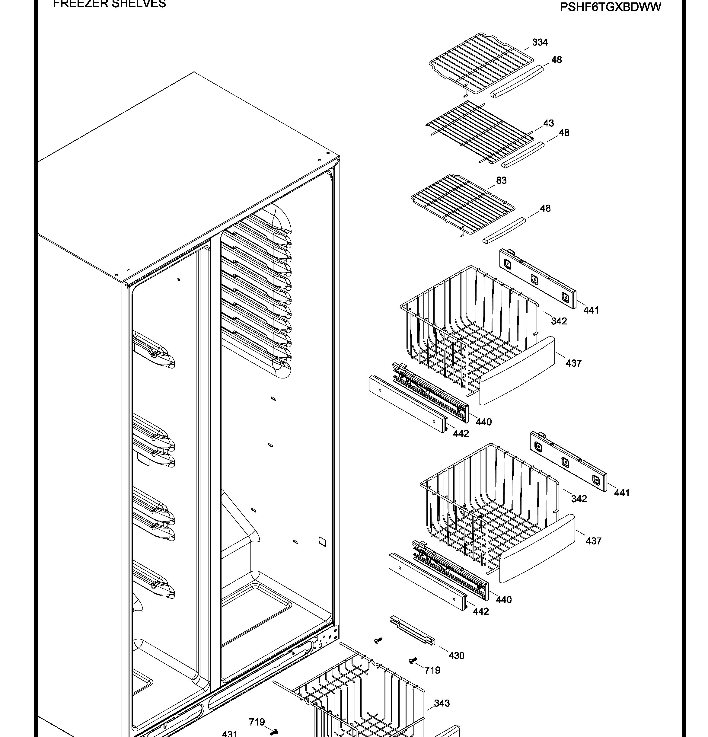 PSHF6TGXBDWW Exploded View 5 appliance exploded-view parts diagram