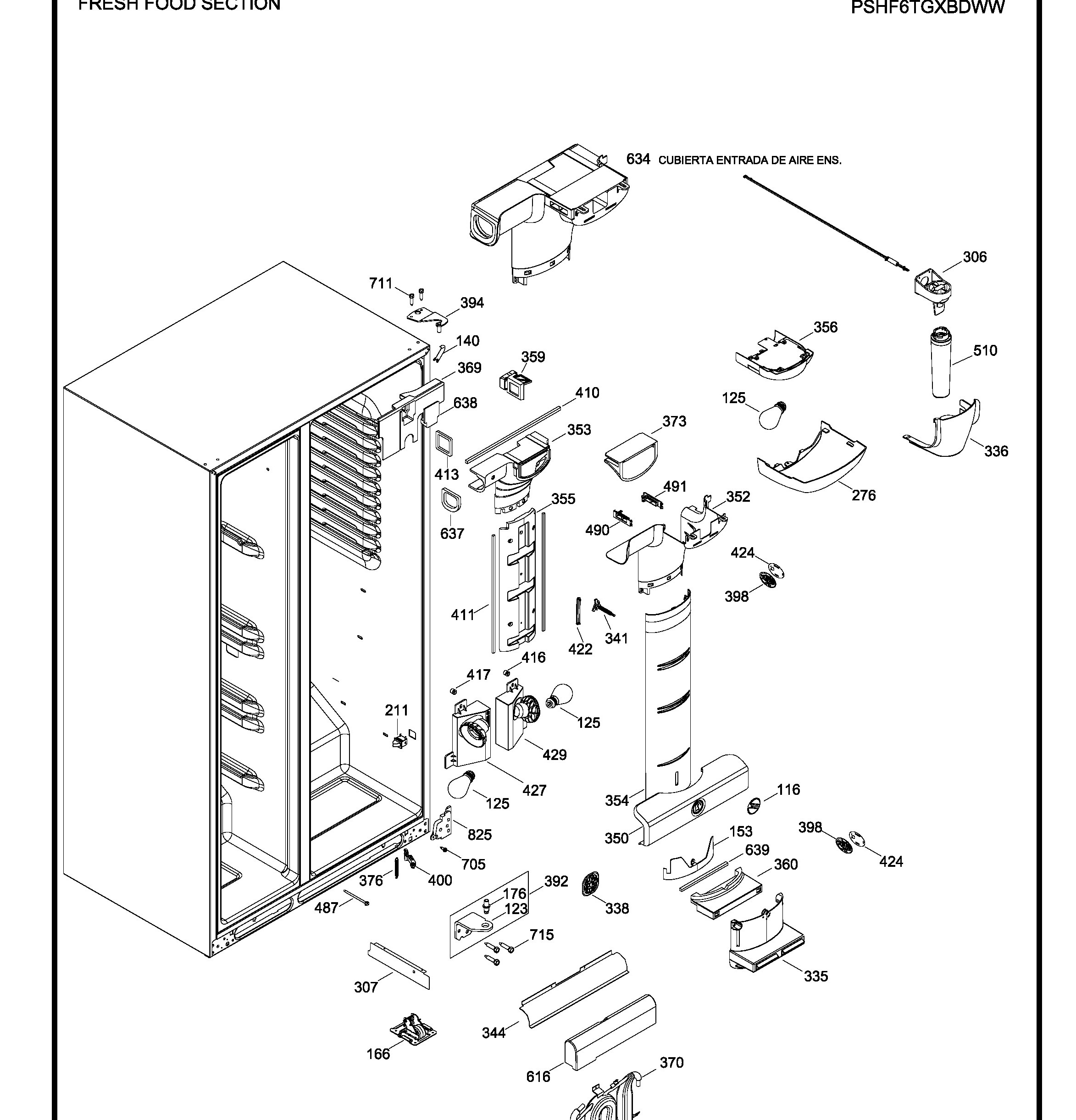 PSHF6TGXBDWW Exploded View 7 appliance exploded-view parts diagram