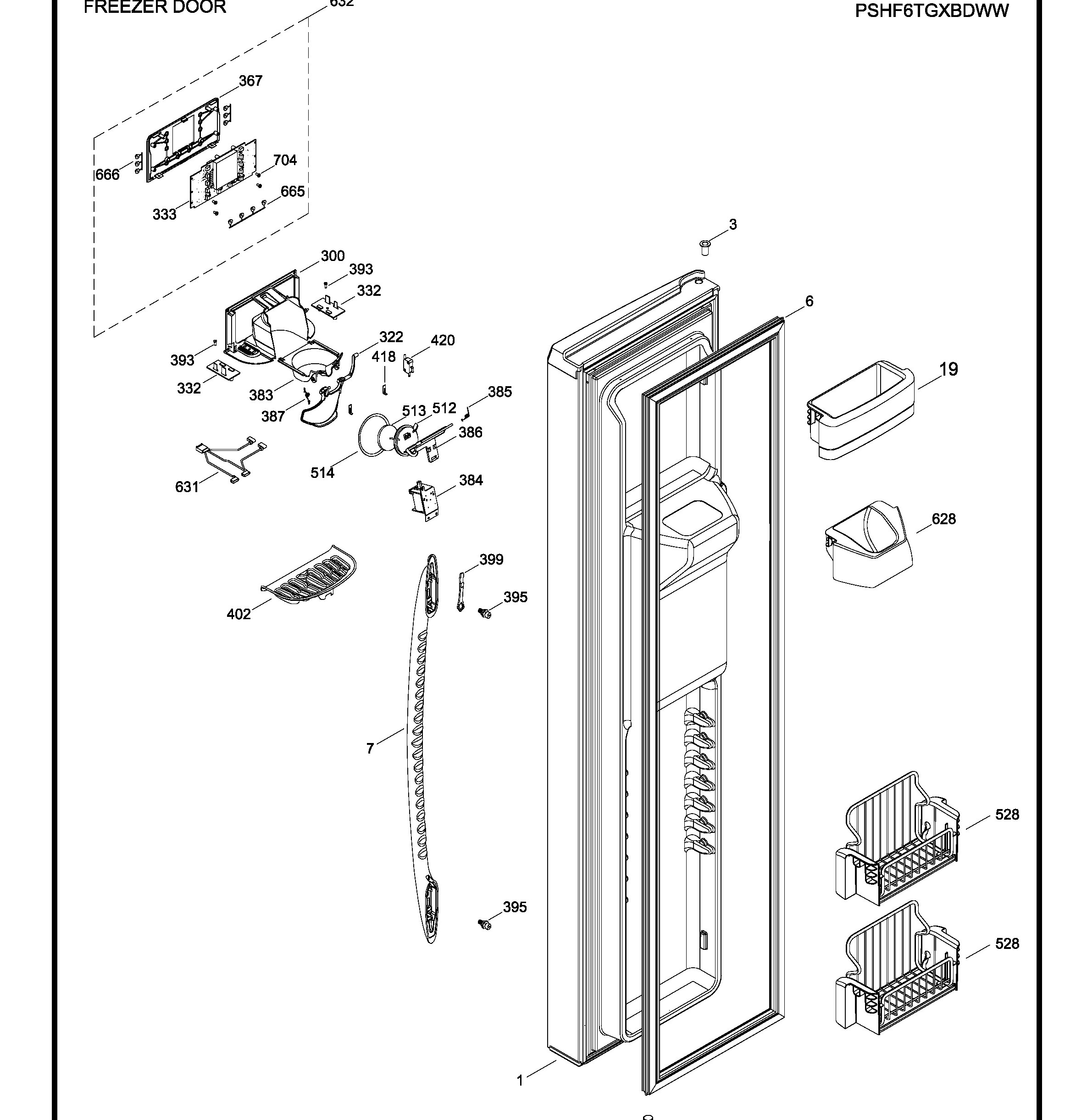 PSHF6TGXBDWW Exploded View 3 appliance exploded-view parts diagram