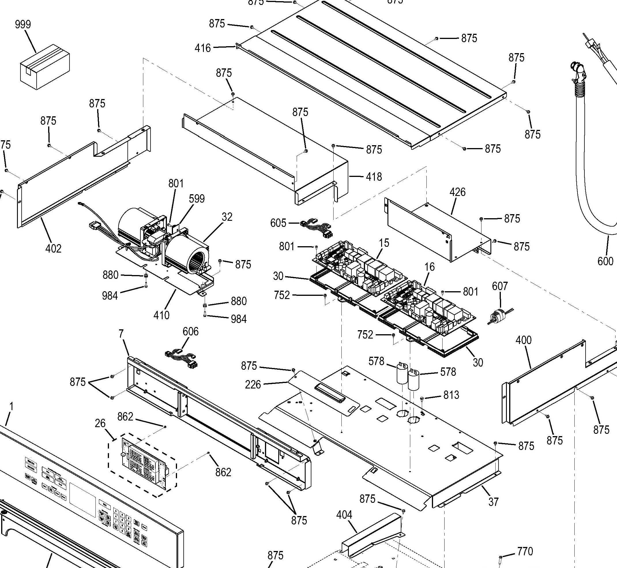 PT7550EH1ES Exploded View 1 appliance exploded-view parts diagram