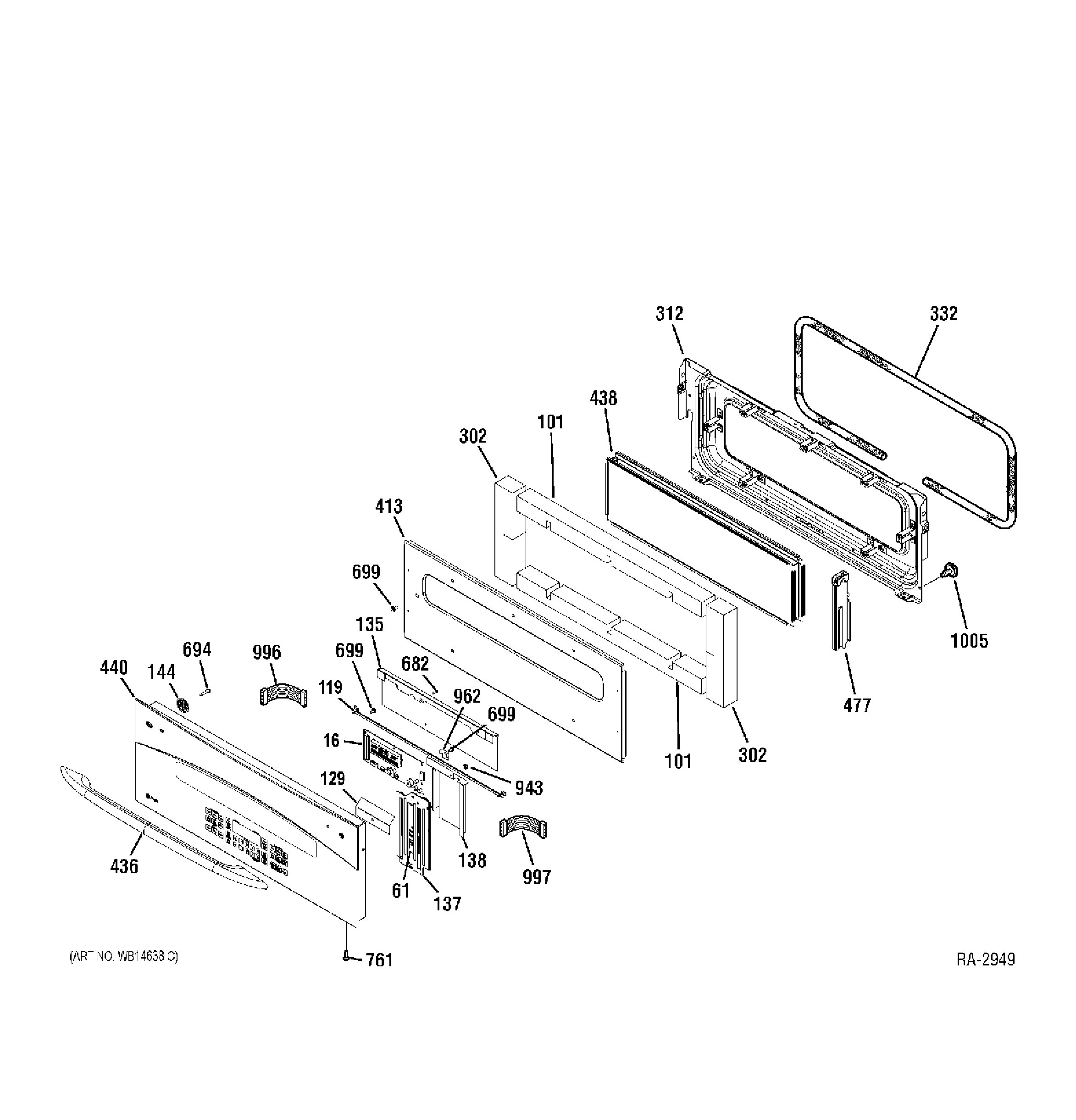 PT925SN2SS Exploded View 1 appliance exploded-view parts diagram