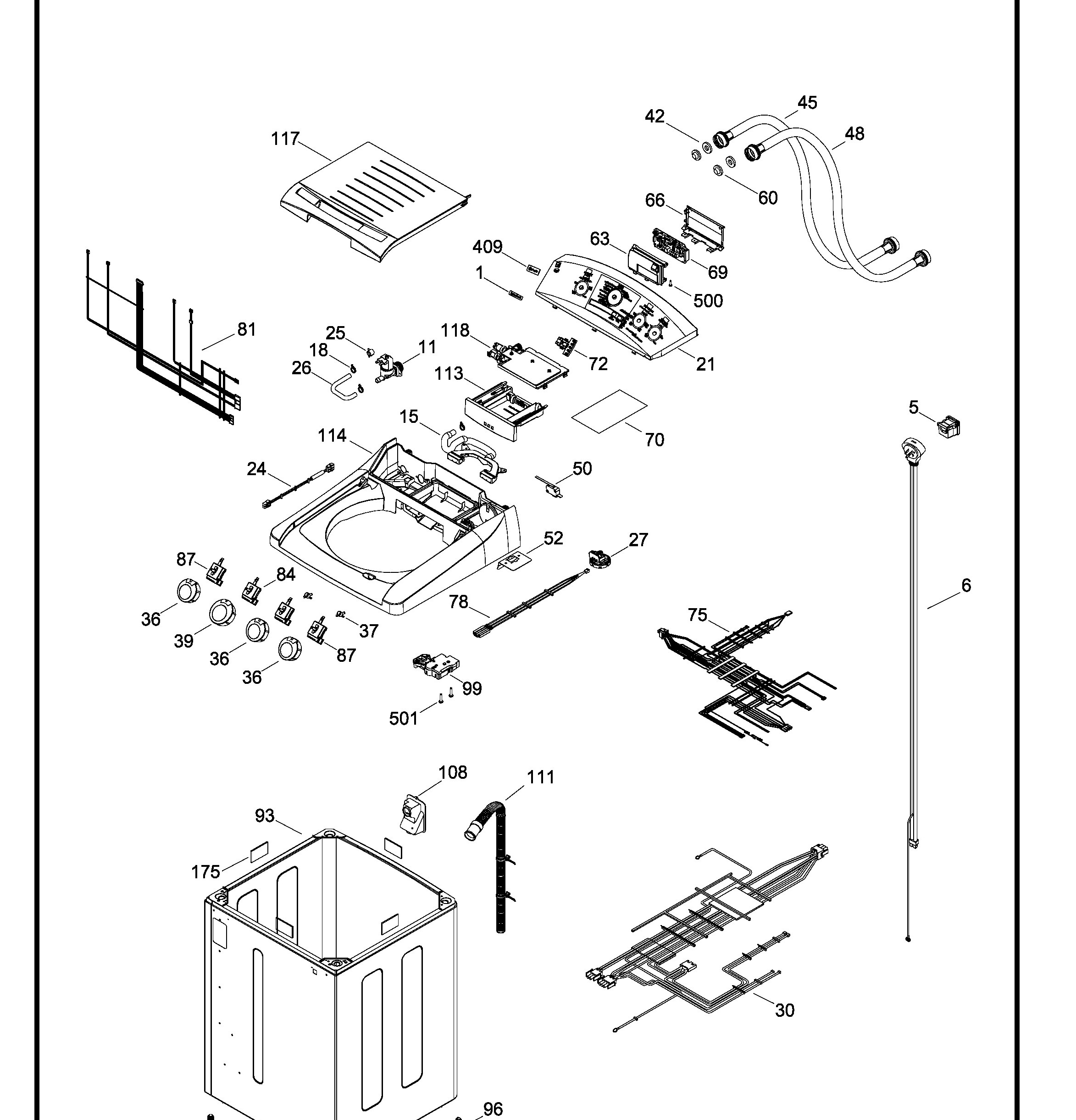 PTAN9250MWS0 Exploded View 1 appliance exploded-view parts diagram