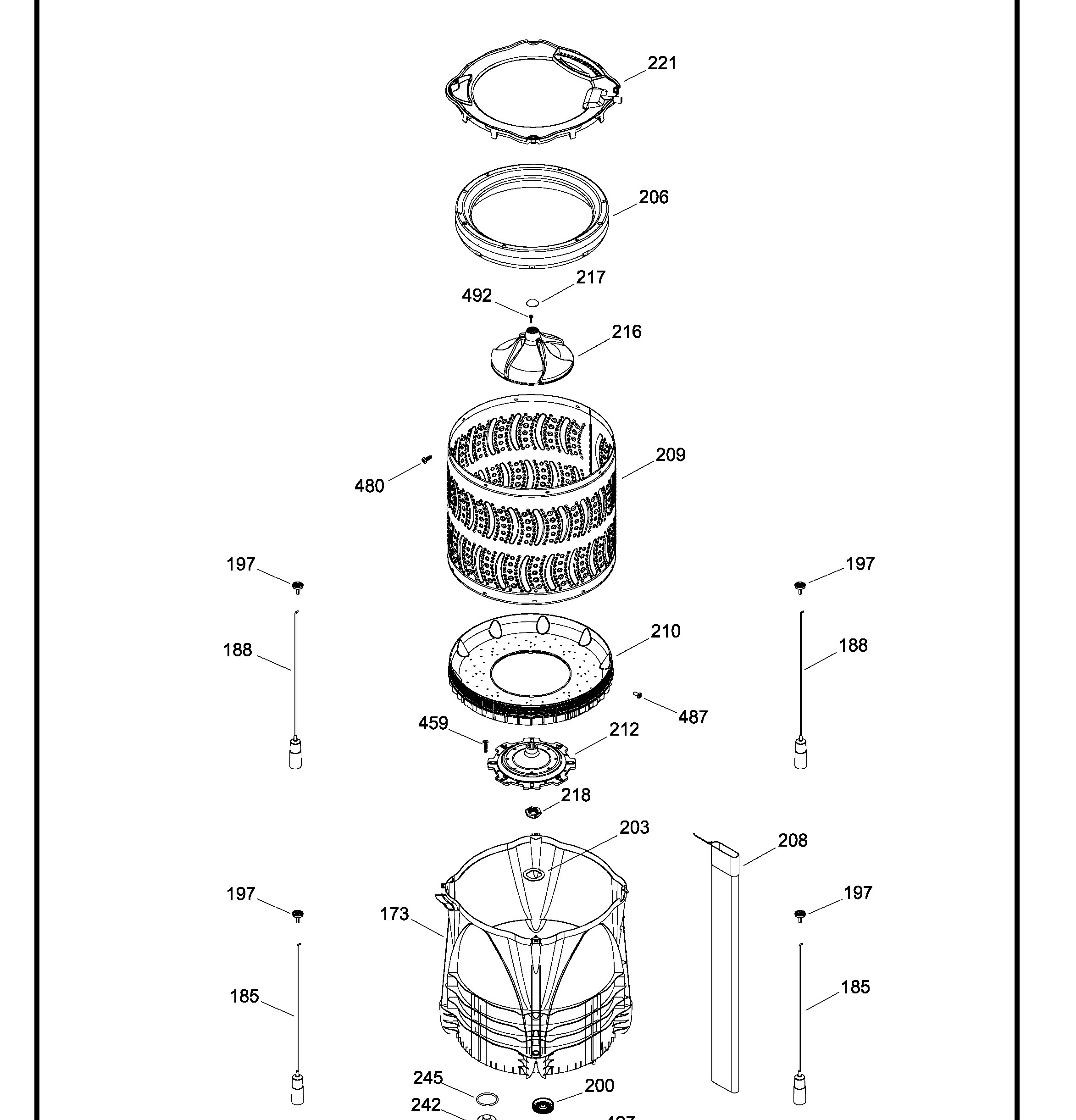 PTAN9250MWS0 Exploded View 2 appliance exploded-view parts diagram