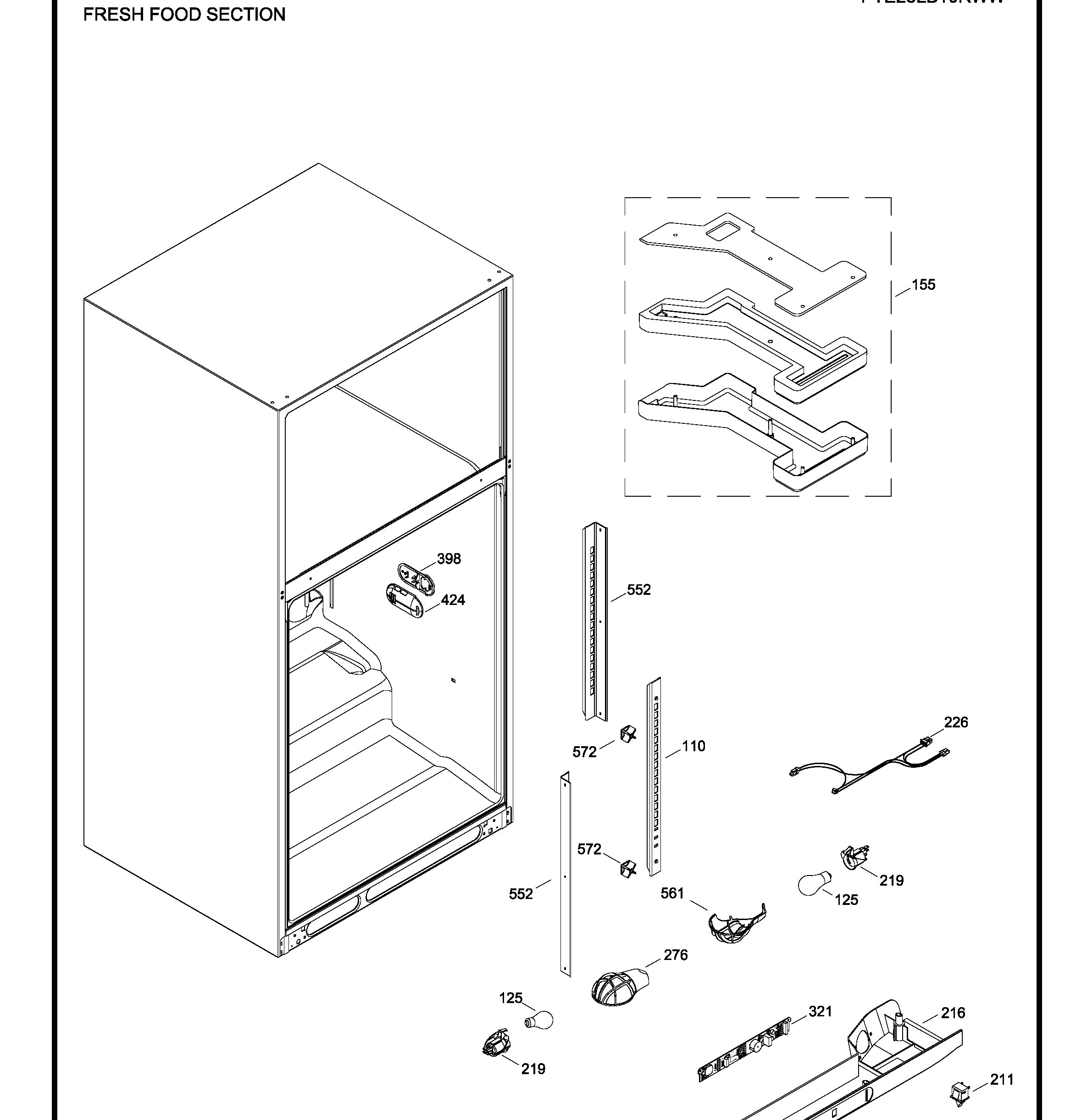 PTE25LBTJRWW Exploded View 4 appliance exploded-view parts diagram