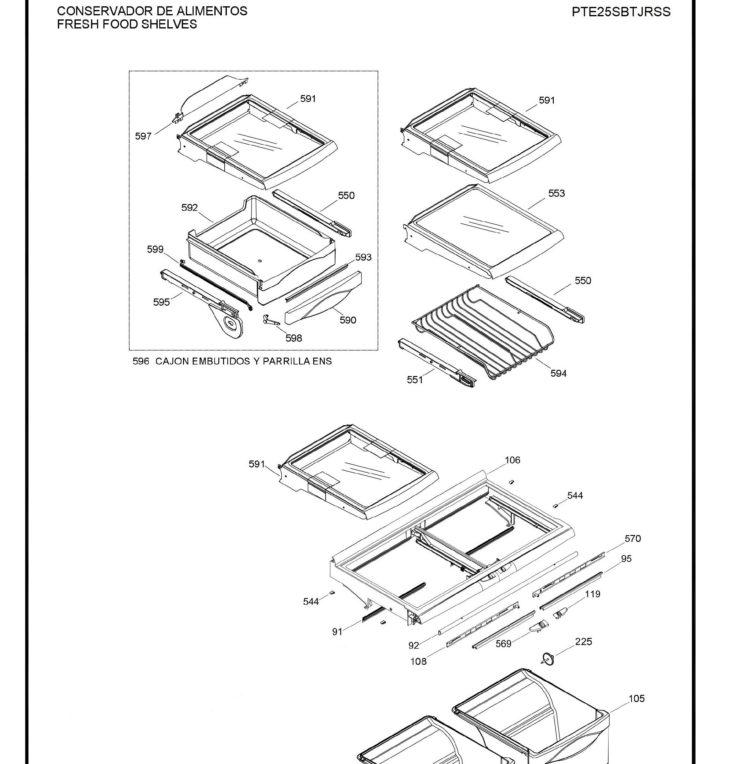 PTE25SBTJRSS Exploded View 5 appliance exploded-view parts diagram