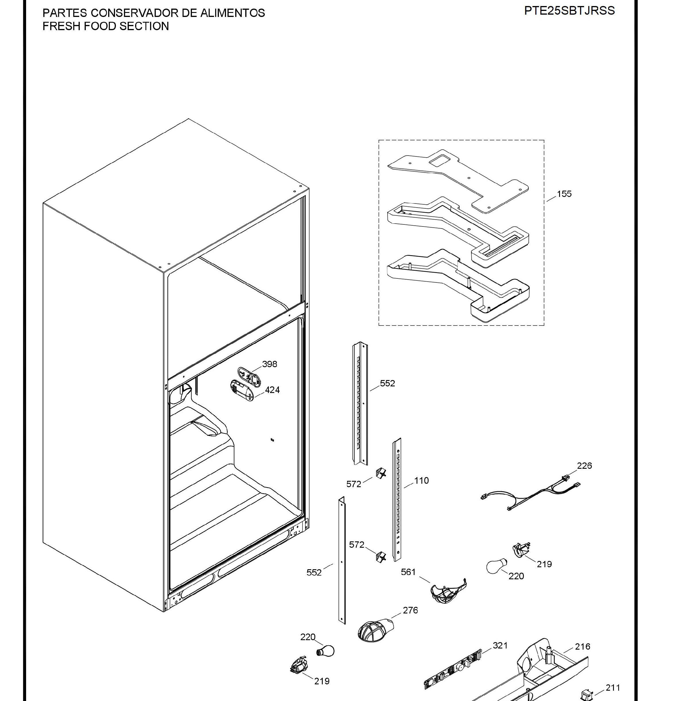 PTE25SBTJRSS Exploded View 4 appliance exploded-view parts diagram