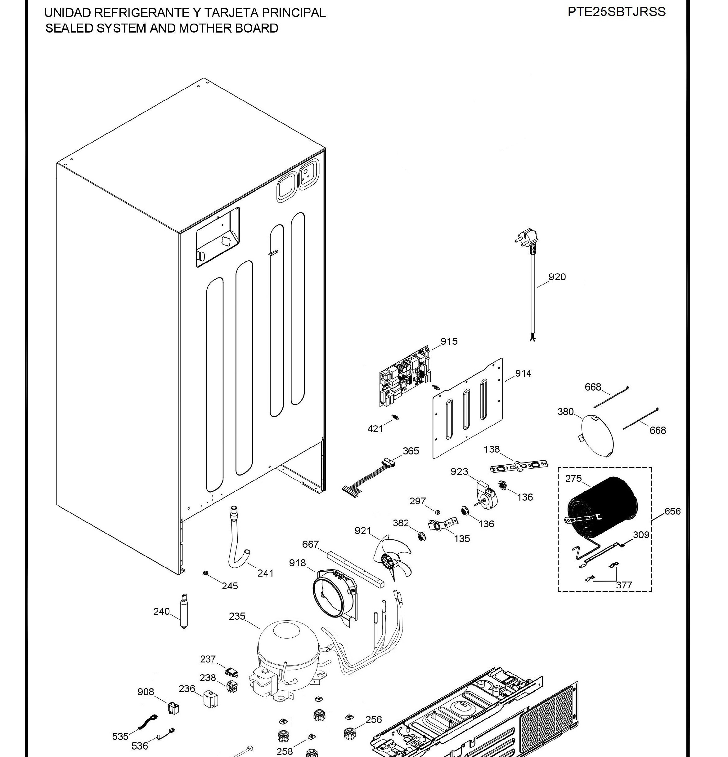 PTE25SBTJRSS Exploded View 7 appliance exploded-view parts diagram