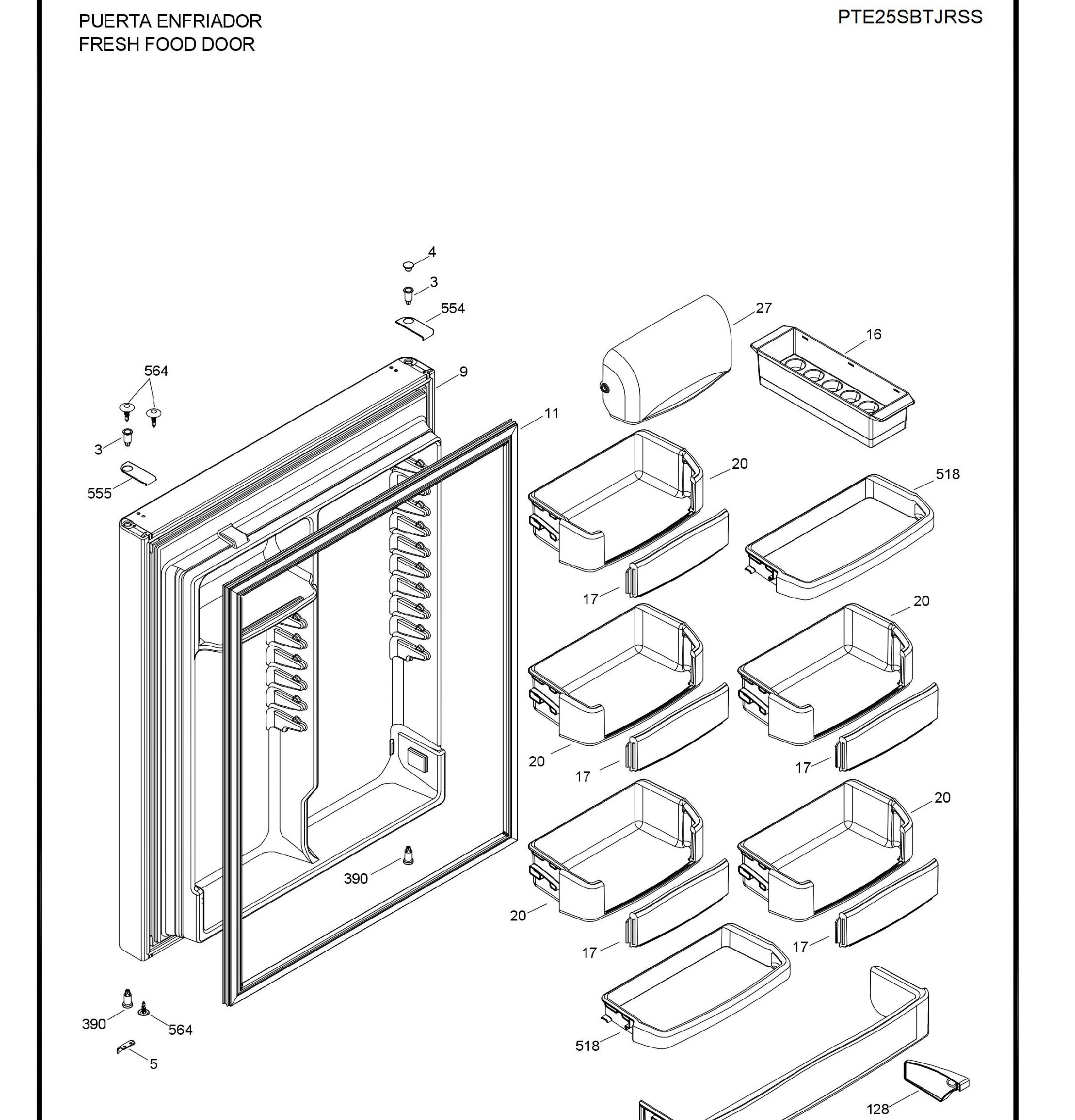 PTE25SBTJRSS Exploded View 2 appliance exploded-view parts diagram