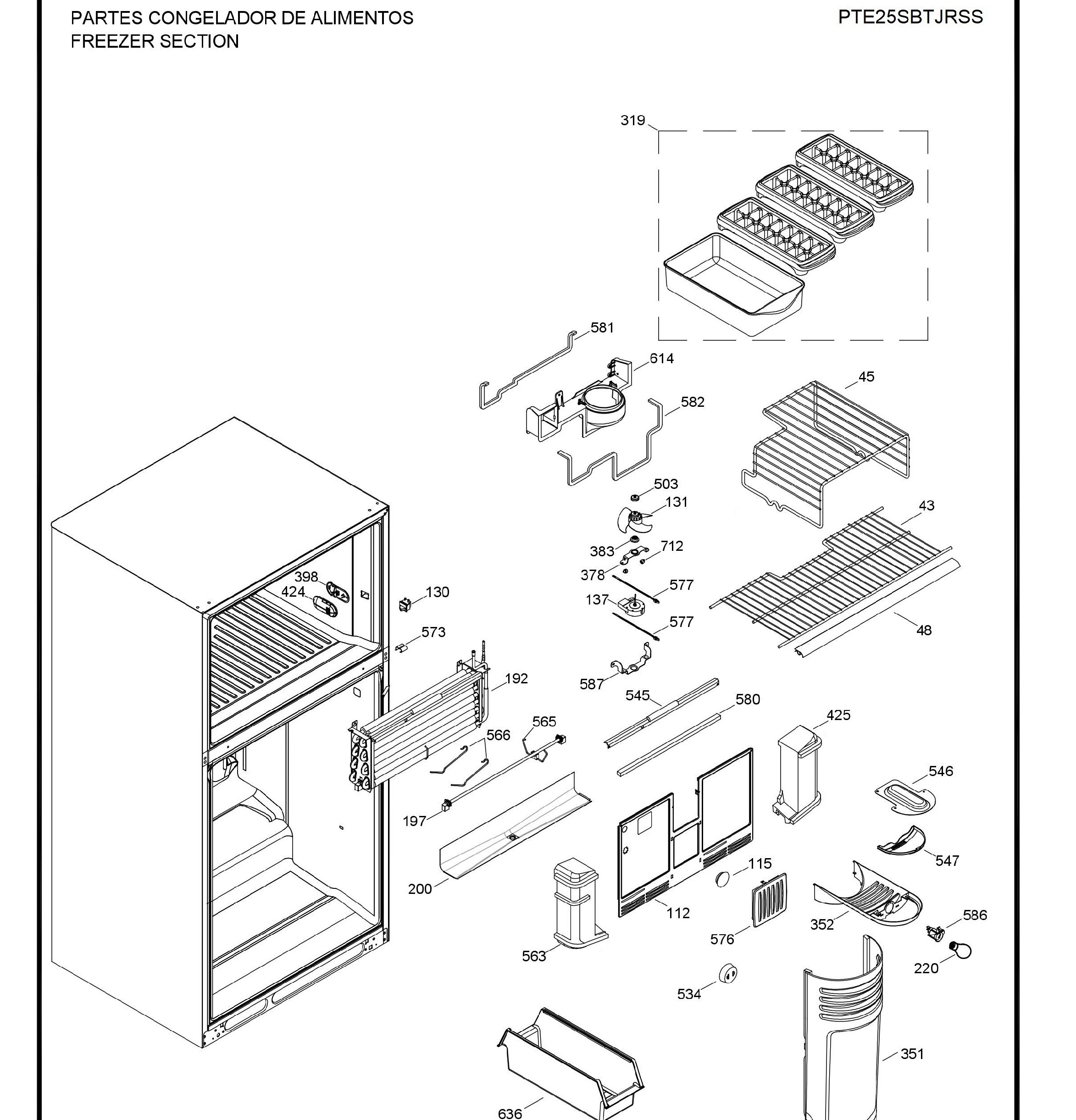 PTE25SBTJRSS Exploded View 3 appliance exploded-view parts diagram