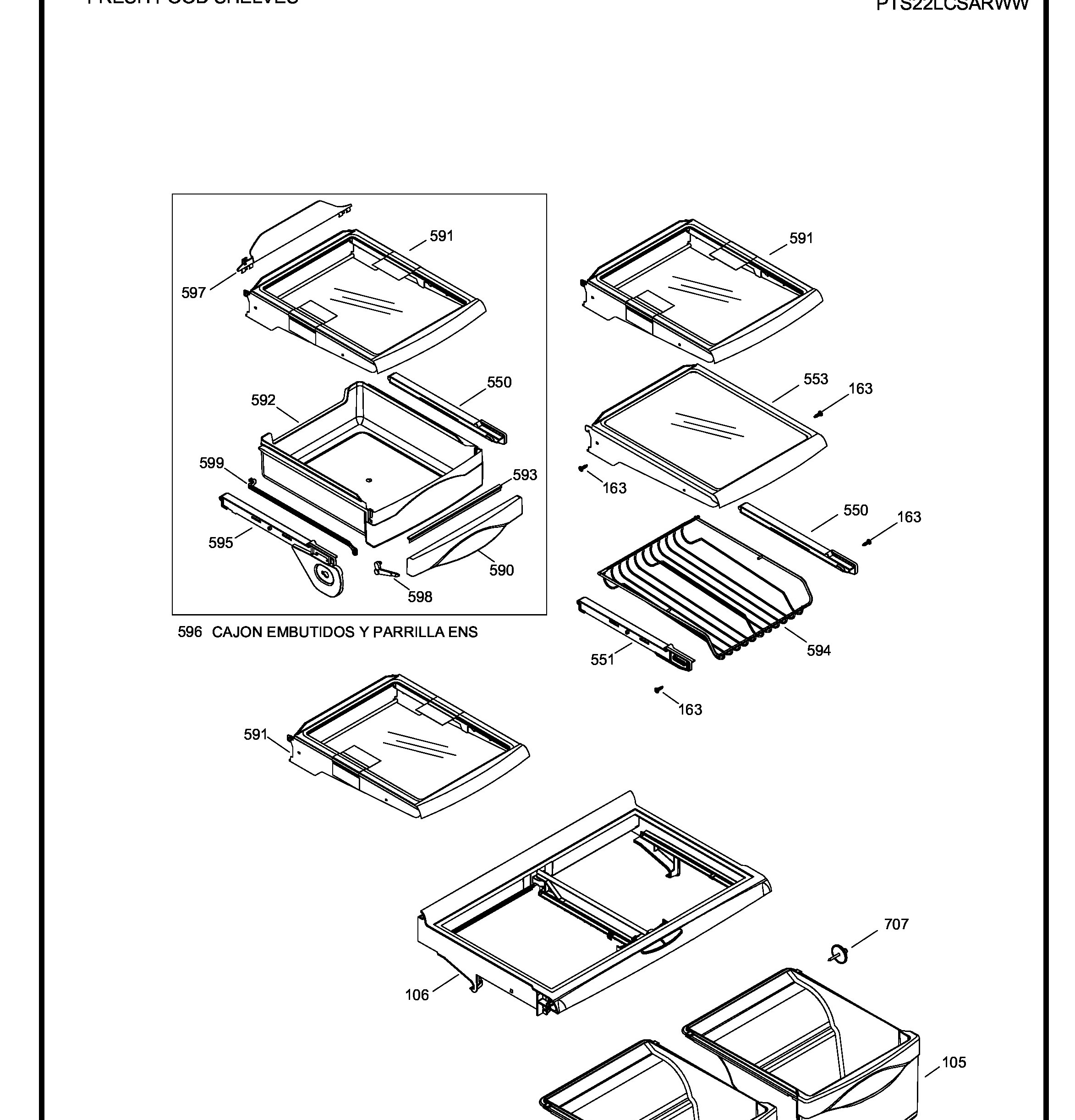 PTS22LCSARBB Exploded View 5 appliance exploded-view parts diagram
