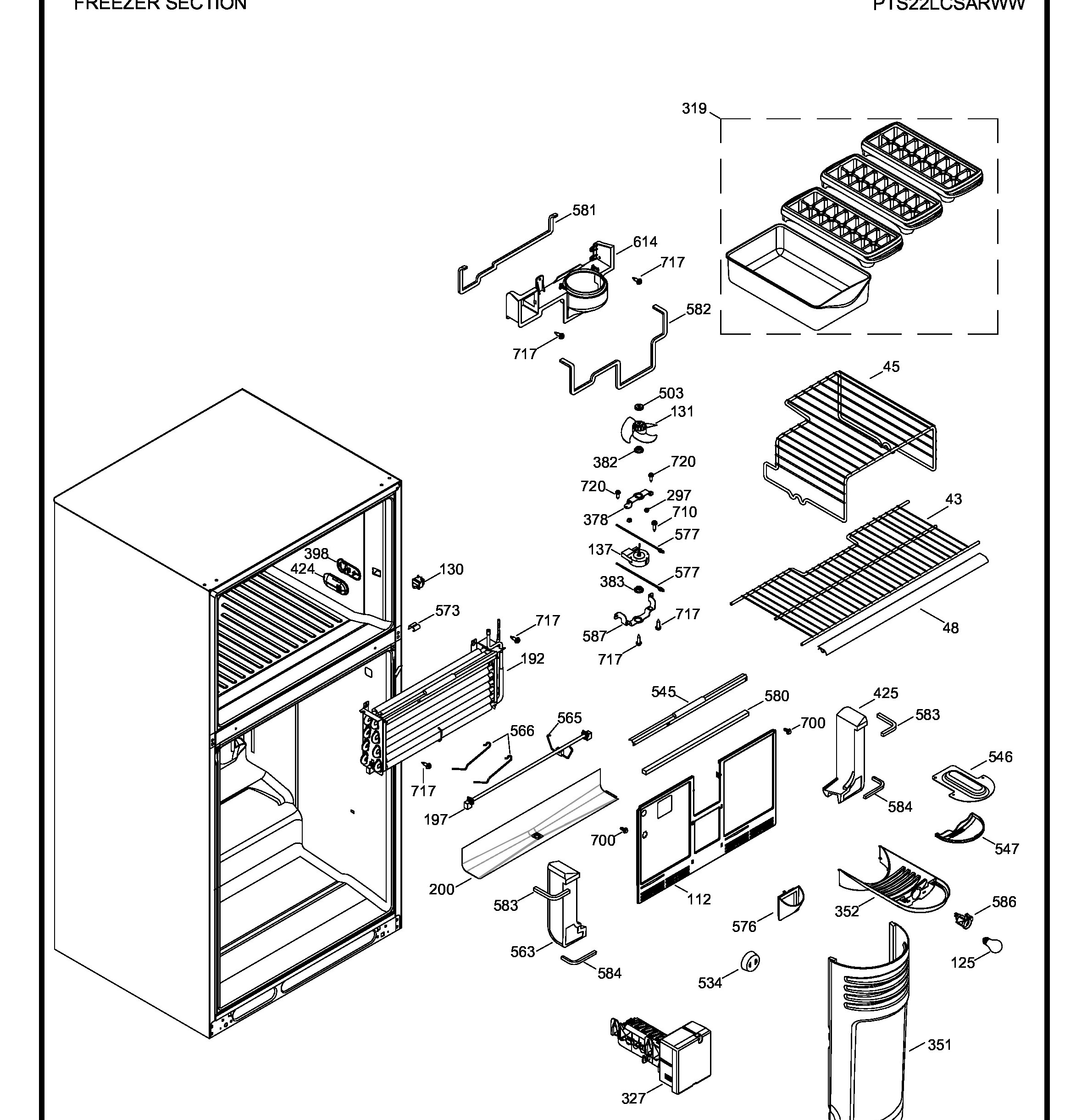 PTS22LCSARWW Exploded View 3 appliance exploded-view parts diagram