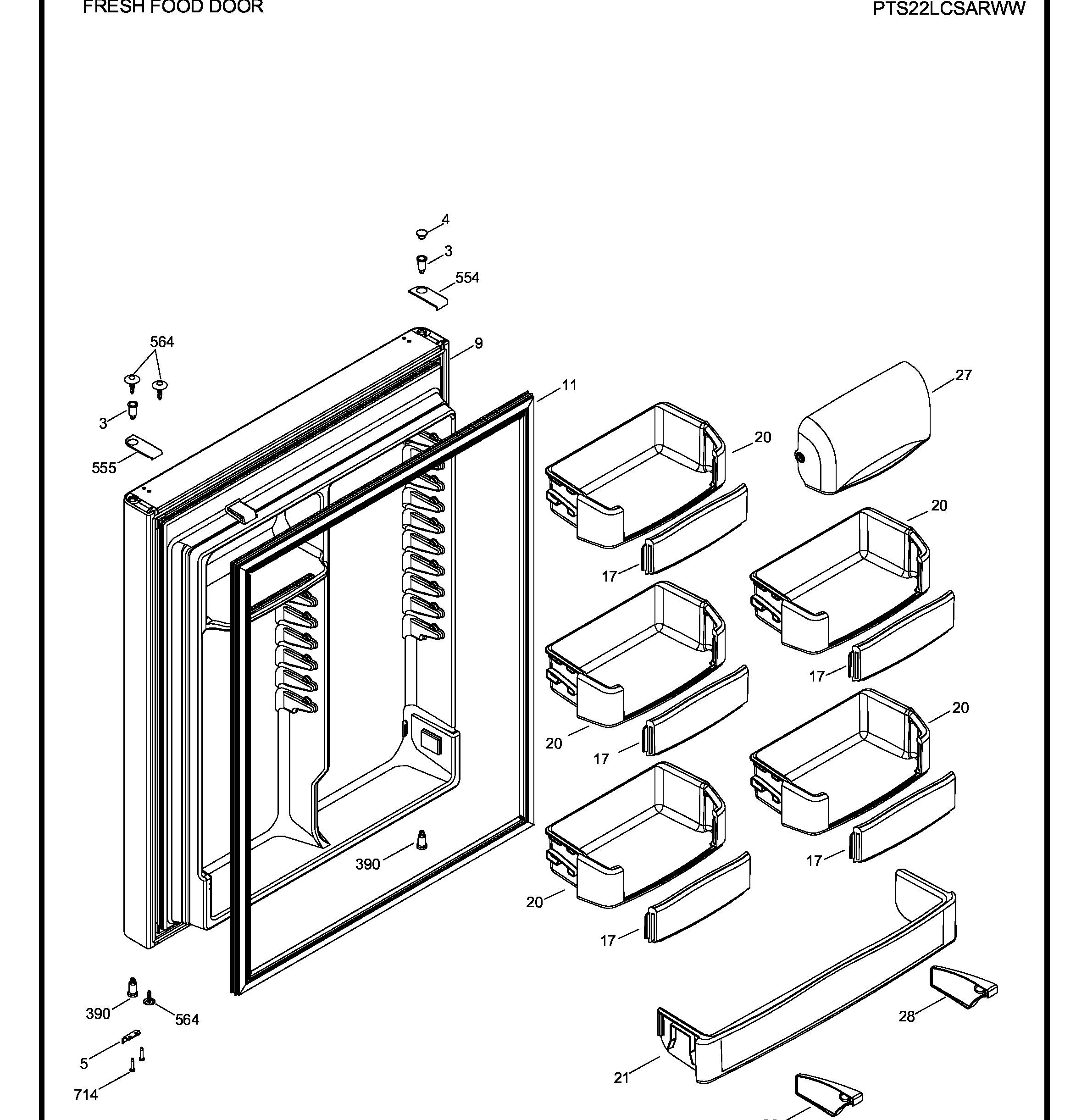 PTS22LCSARWW Exploded View 2 appliance exploded-view parts diagram