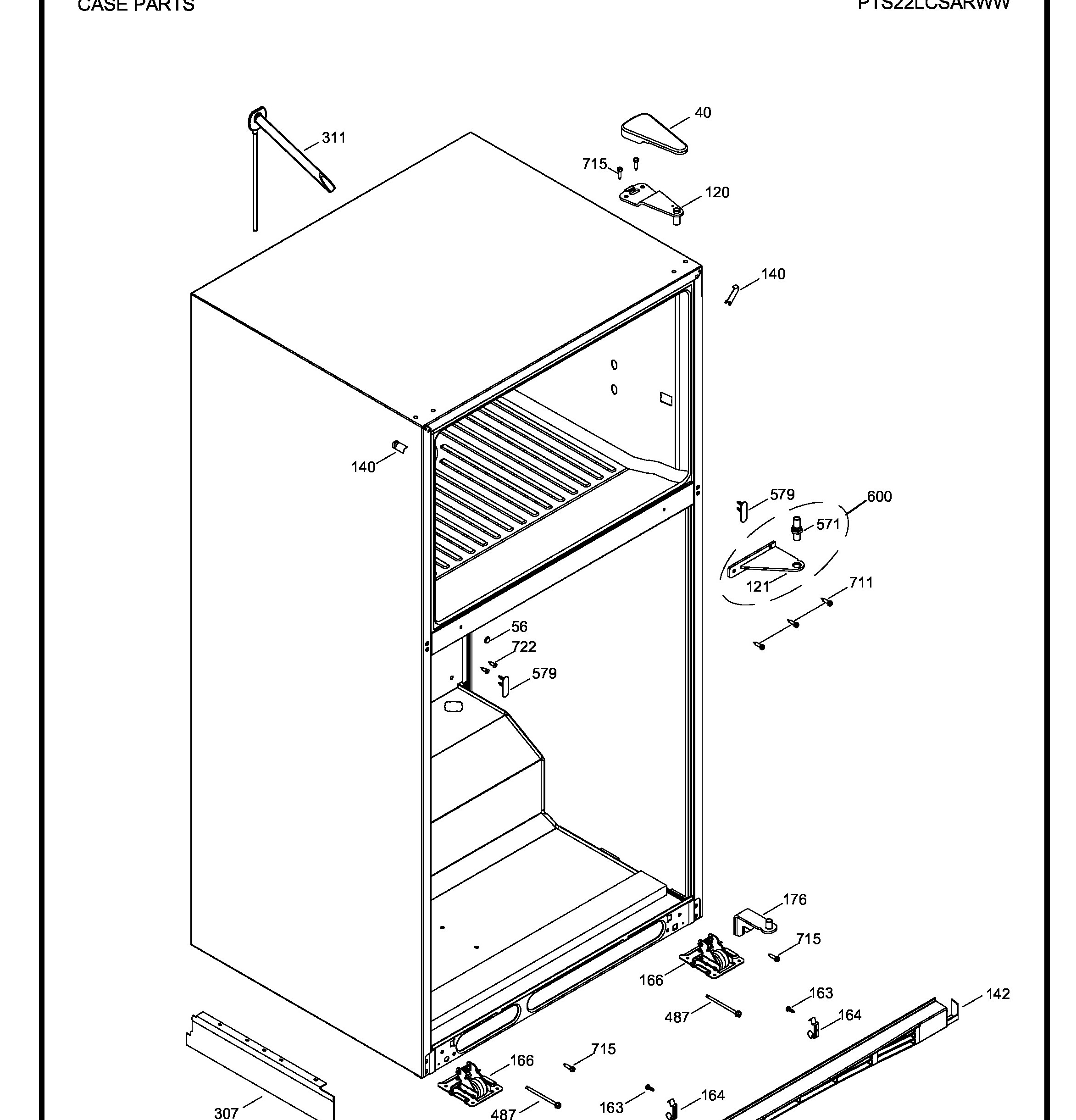 PTS22LCSARWW Exploded View 6 appliance exploded-view parts diagram