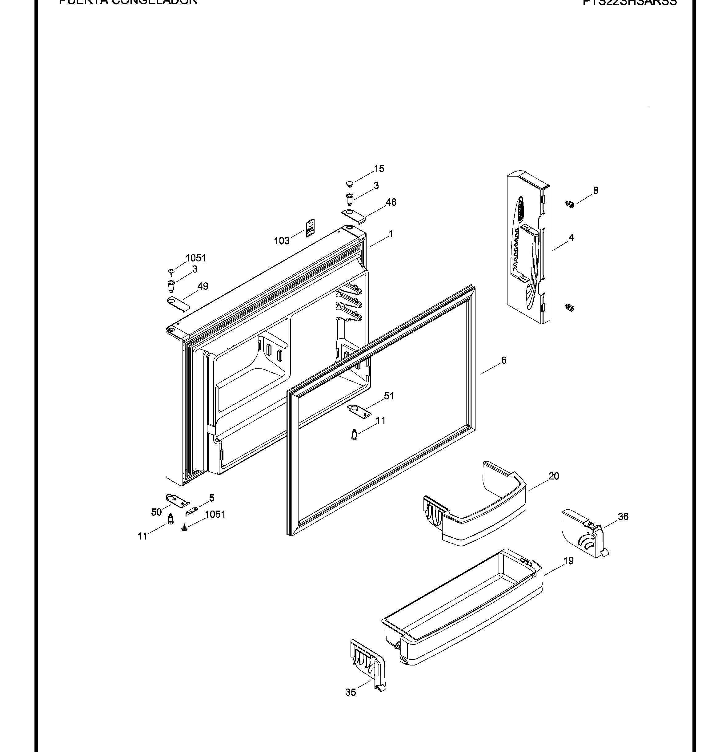 PTS22SHSARSS Exploded View 1 appliance exploded-view parts diagram