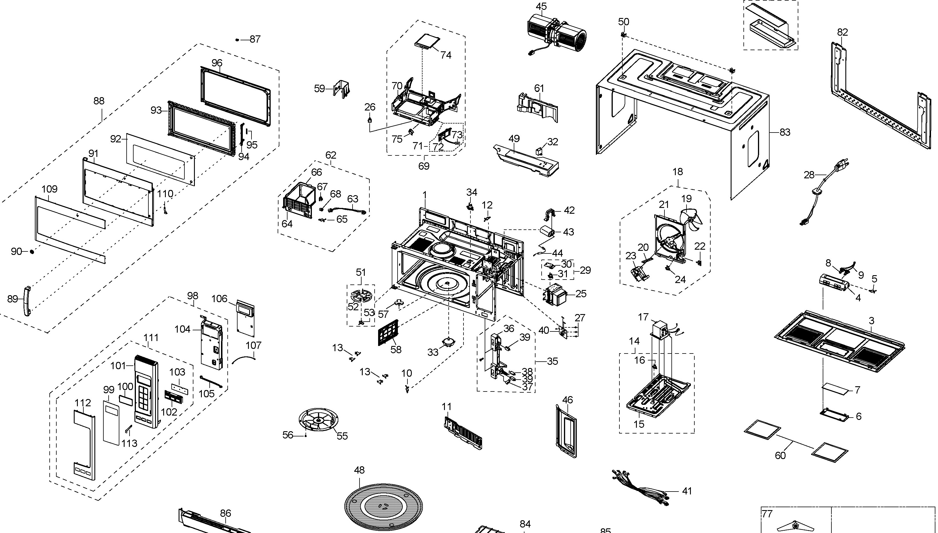 PVM9195SVC02 Exploded View 1 appliance exploded-view parts diagram