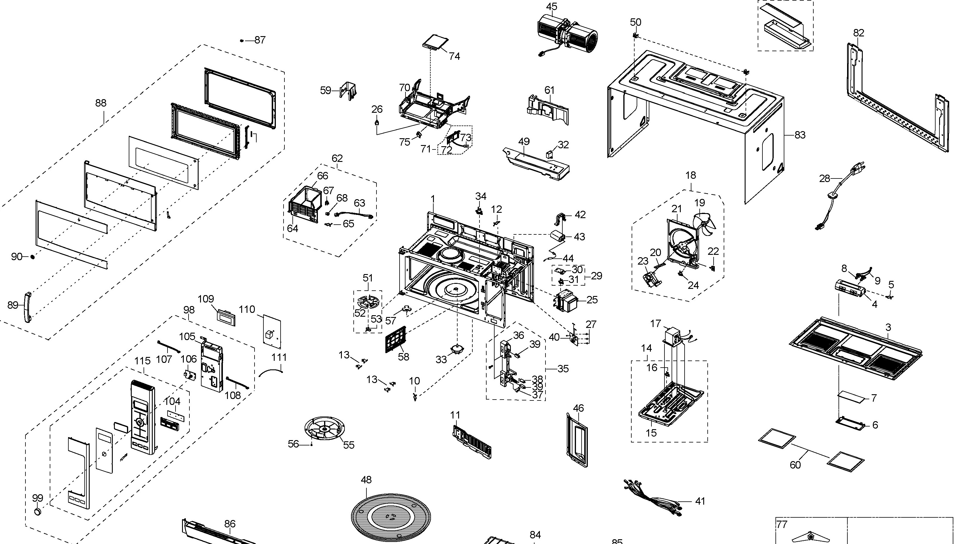PVM9215SVC01 Exploded View 1 appliance exploded-view parts diagram