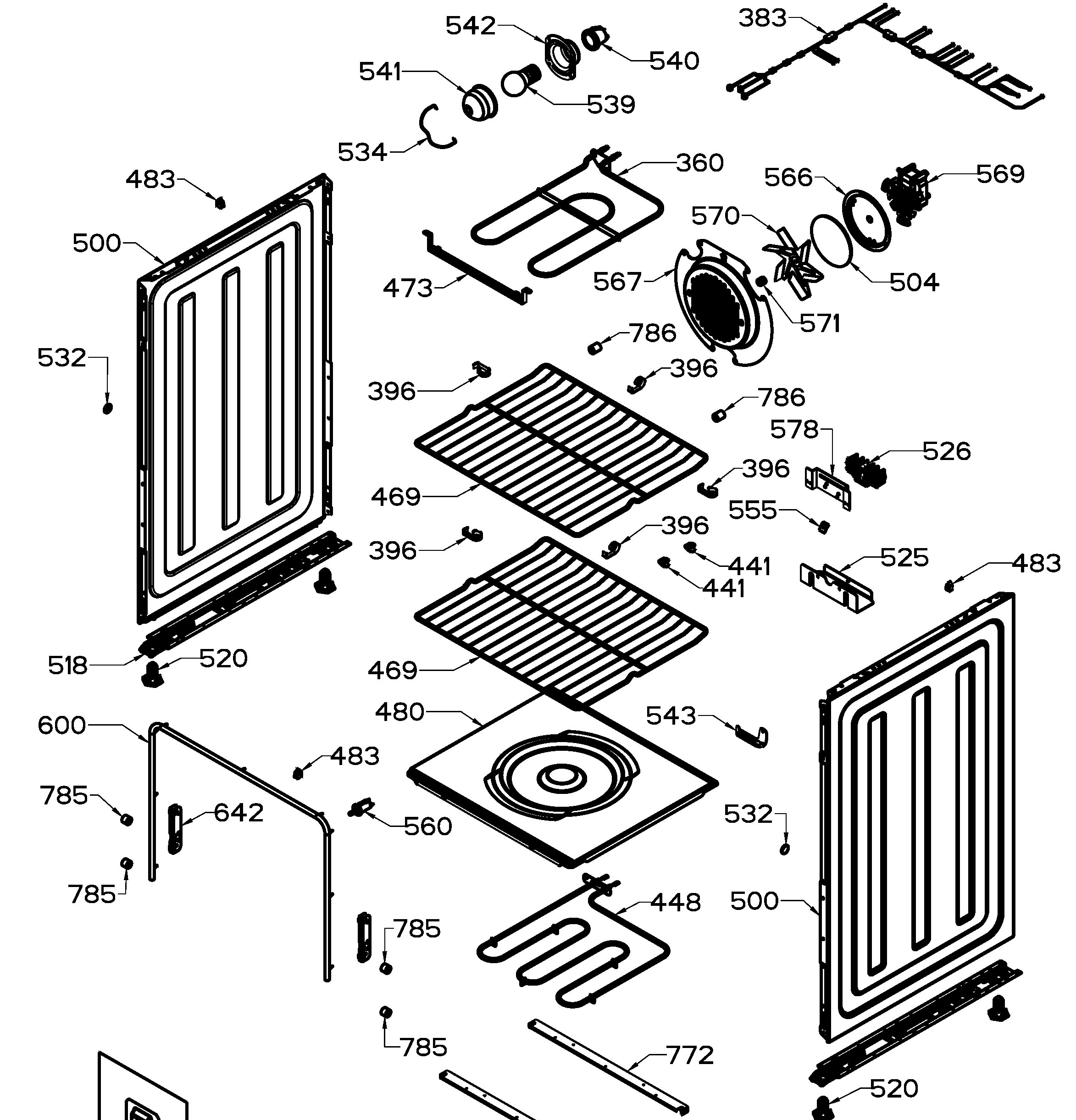 QAS740RM1SS Exploded View 2 appliance exploded-view parts diagram