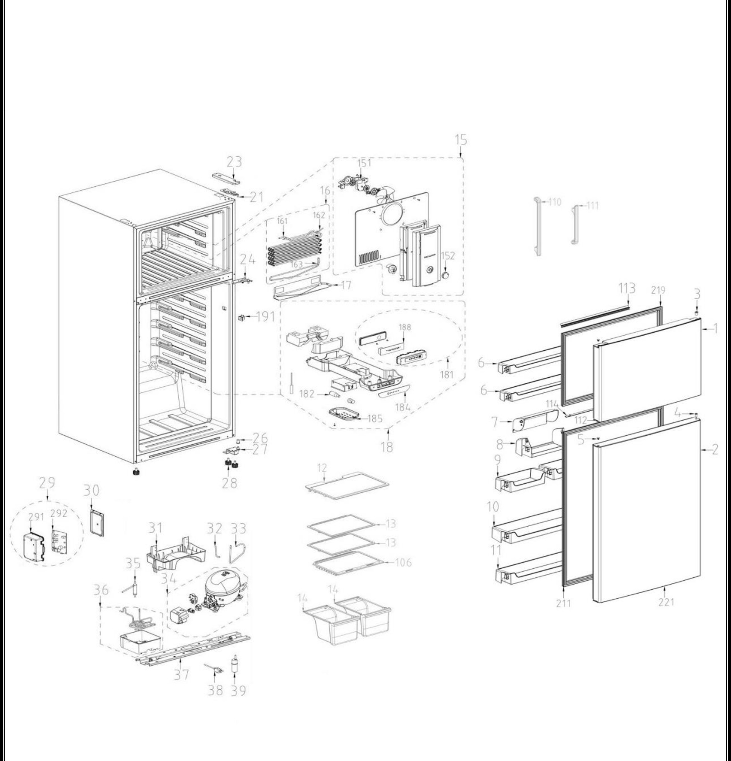RON511TXORO0 Exploded View 1 appliance exploded-view parts diagram