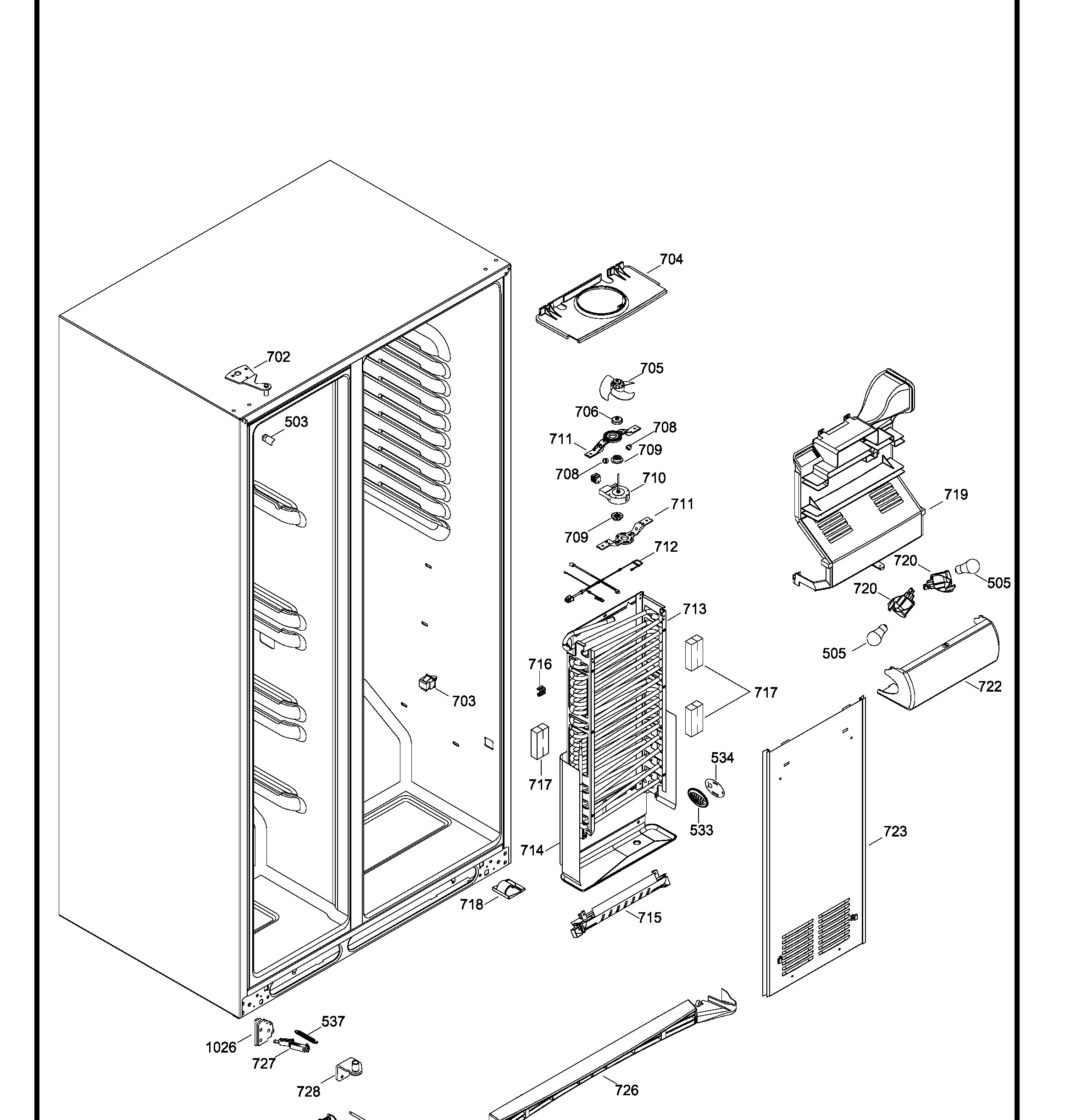 RZ2300YGTIBB Exploded View 7 appliance exploded-view parts diagram