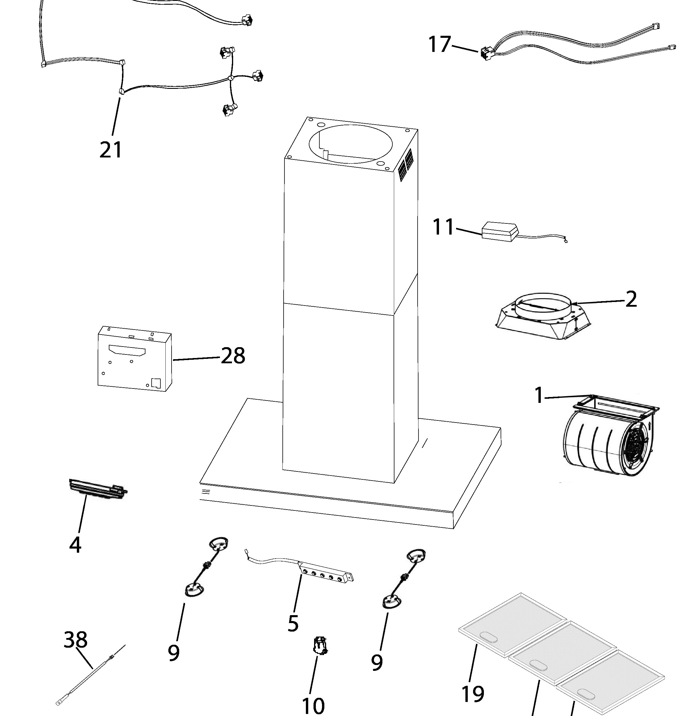 UVI1036SRSS Exploded View 1 appliance exploded-view parts diagram