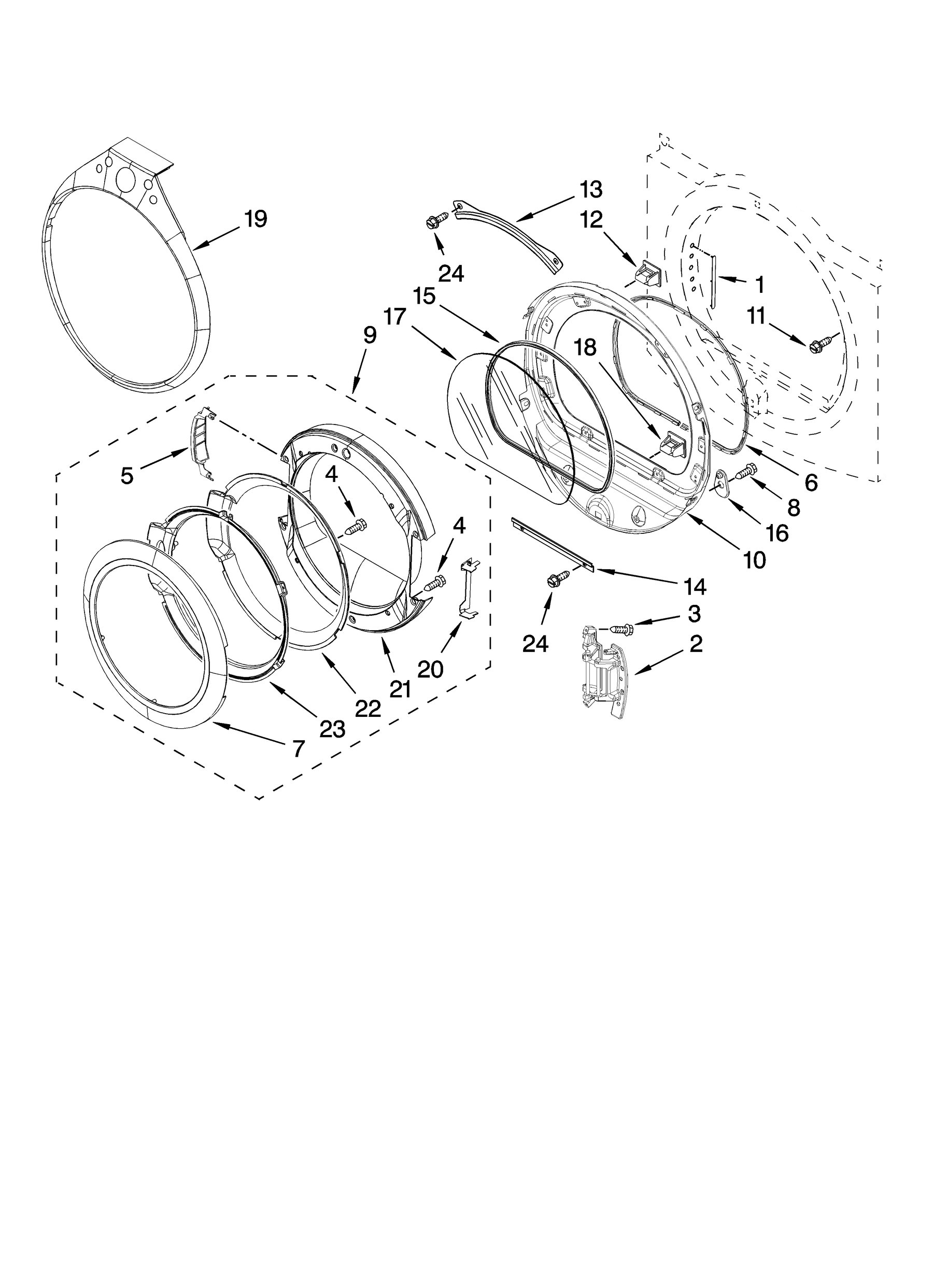 WED9300VU0 Door parts, optional parts (not included) appliance exploded-view parts diagram