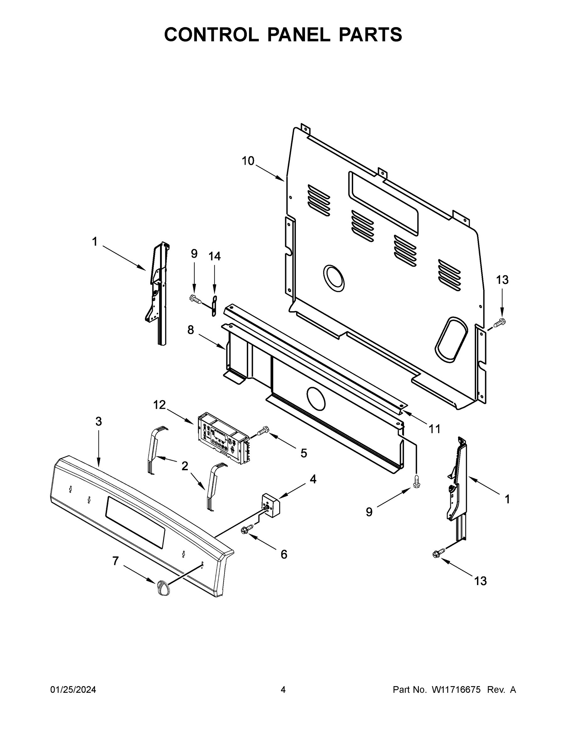 Control panel parts — Approved diagram