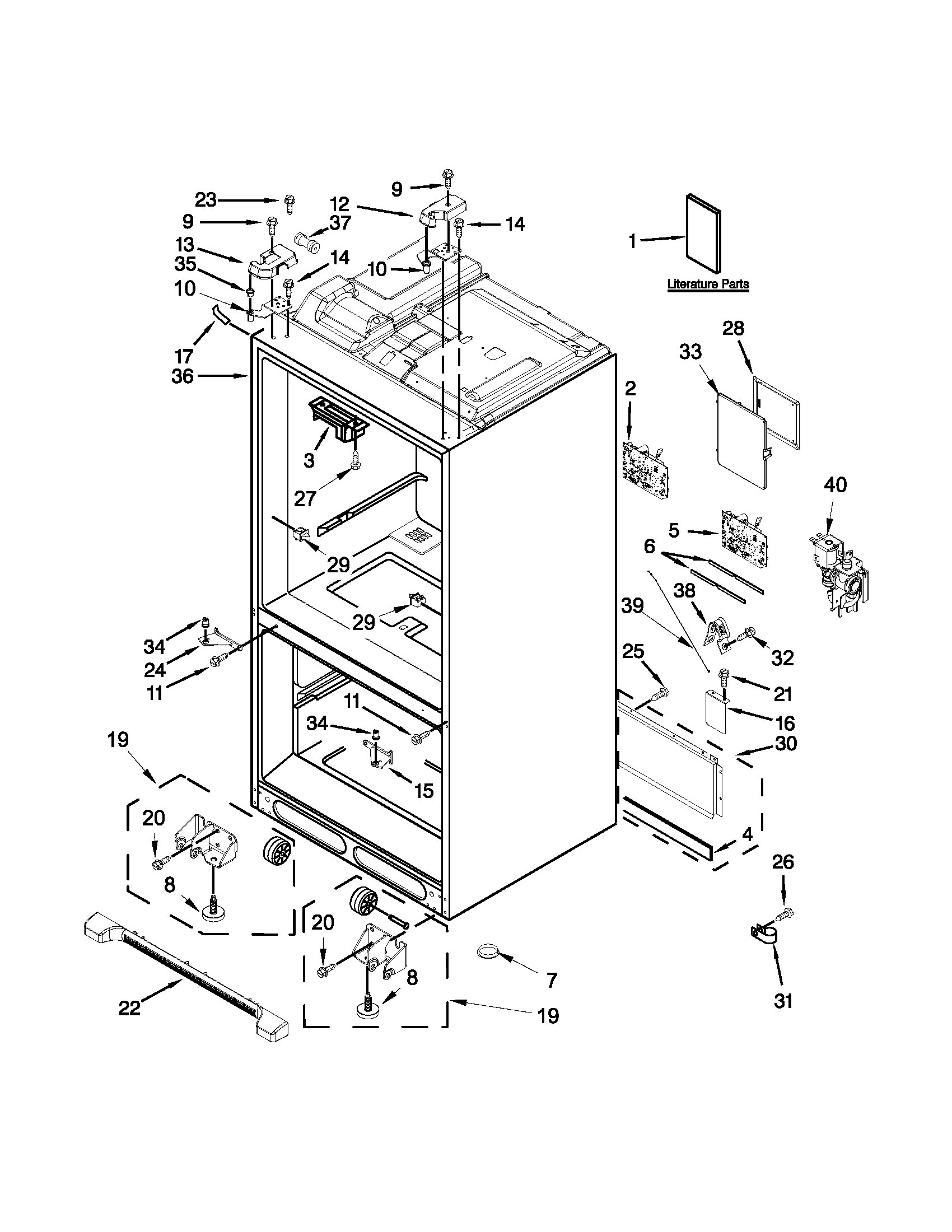 WRF736SDAW00 Cabinet parts appliance exploded-view parts diagram
