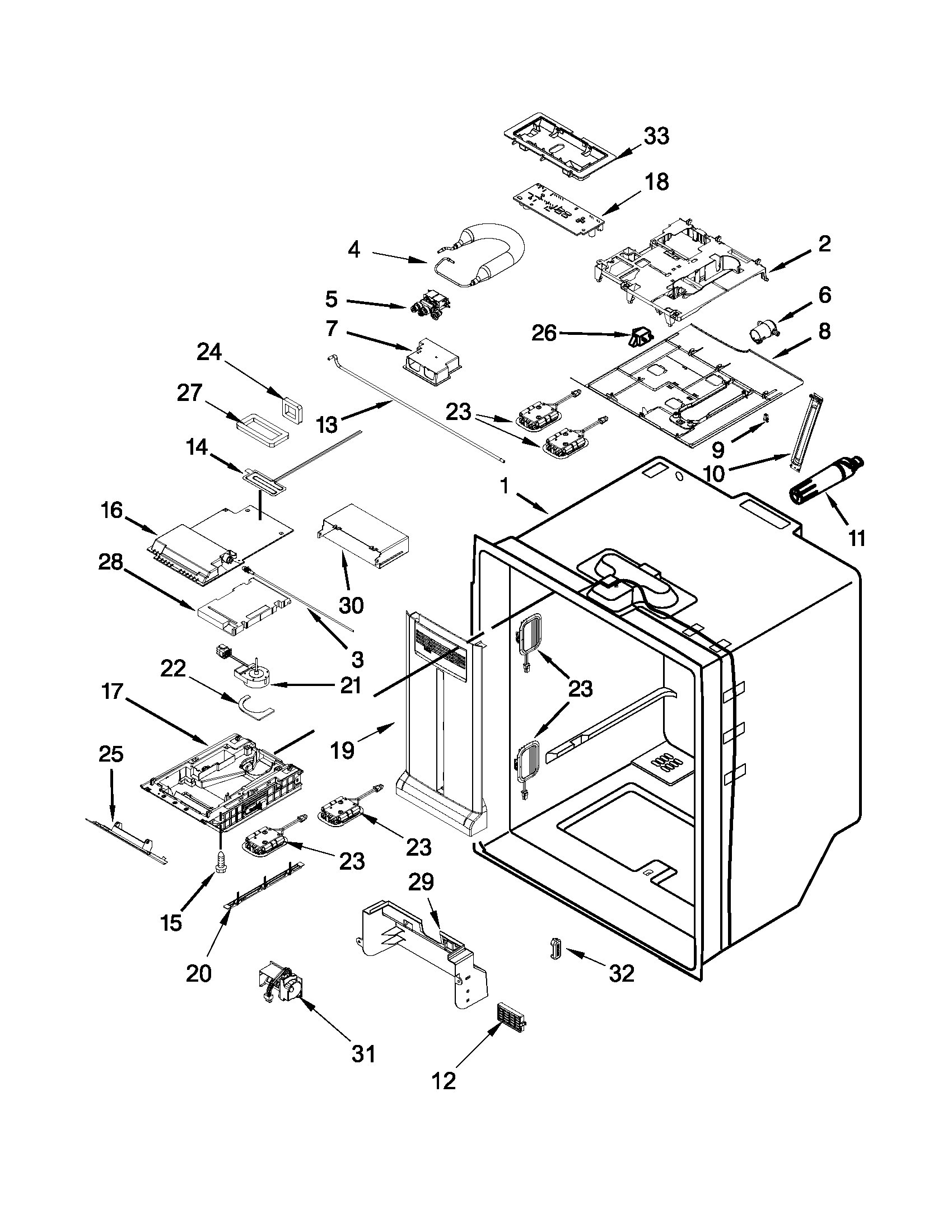 WRF736SDAW00 Refrigerator liner parts appliance exploded-view parts diagram