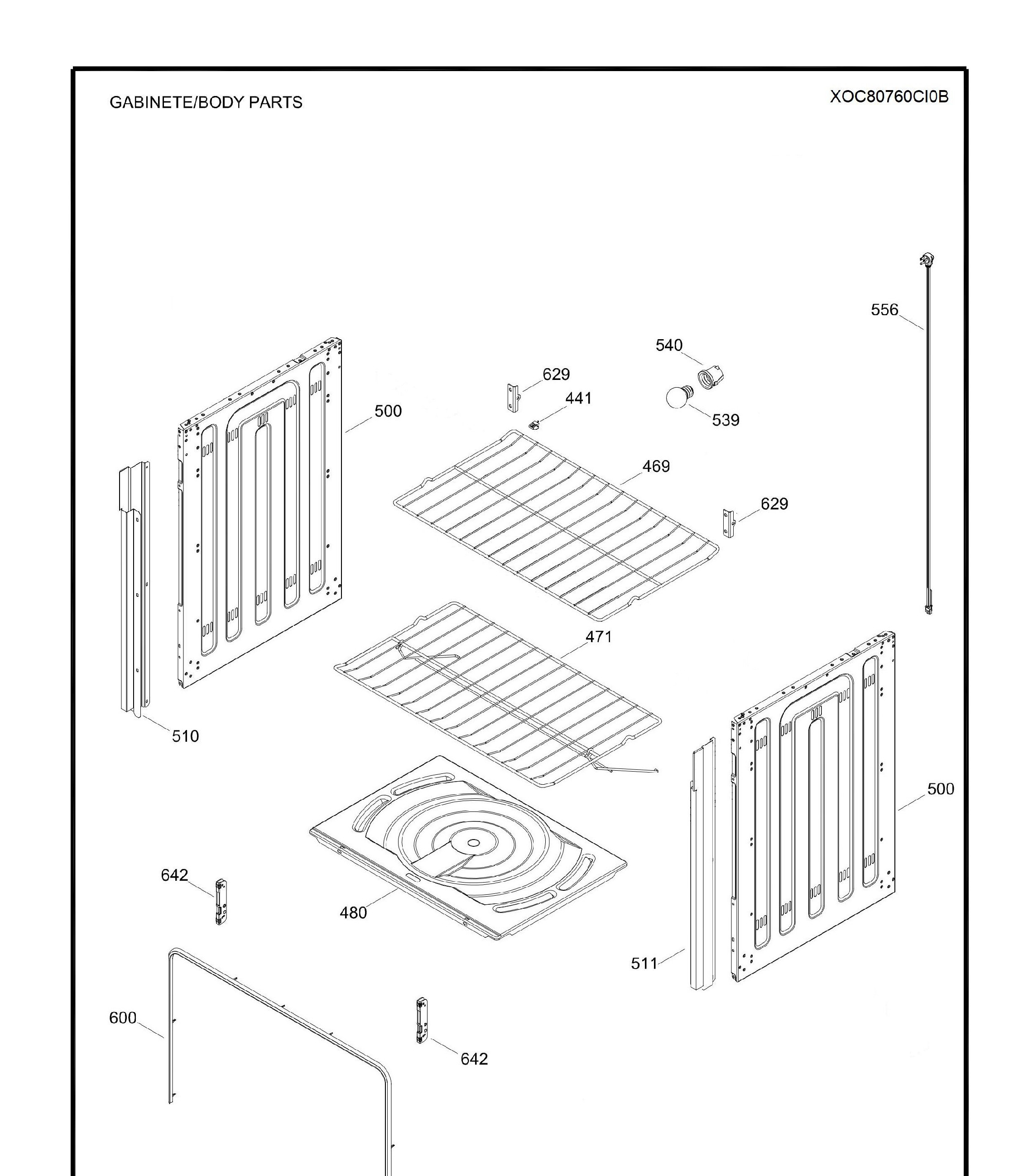 XOC80760CI0B Exploded View 3 appliance exploded-view parts diagram