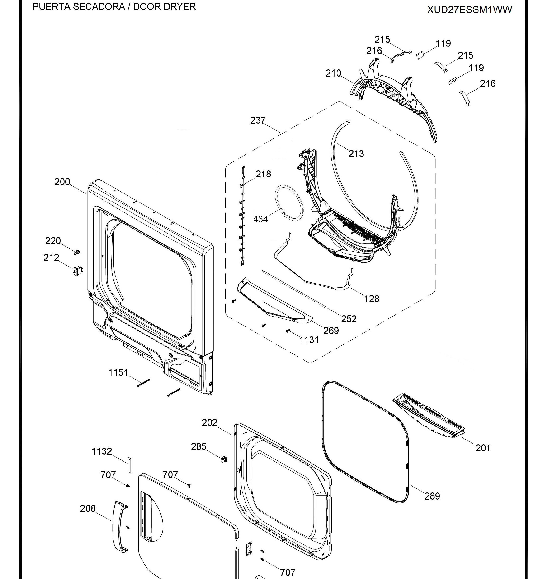 XUD27ESSM1WW Exploded View 2 appliance exploded-view parts diagram