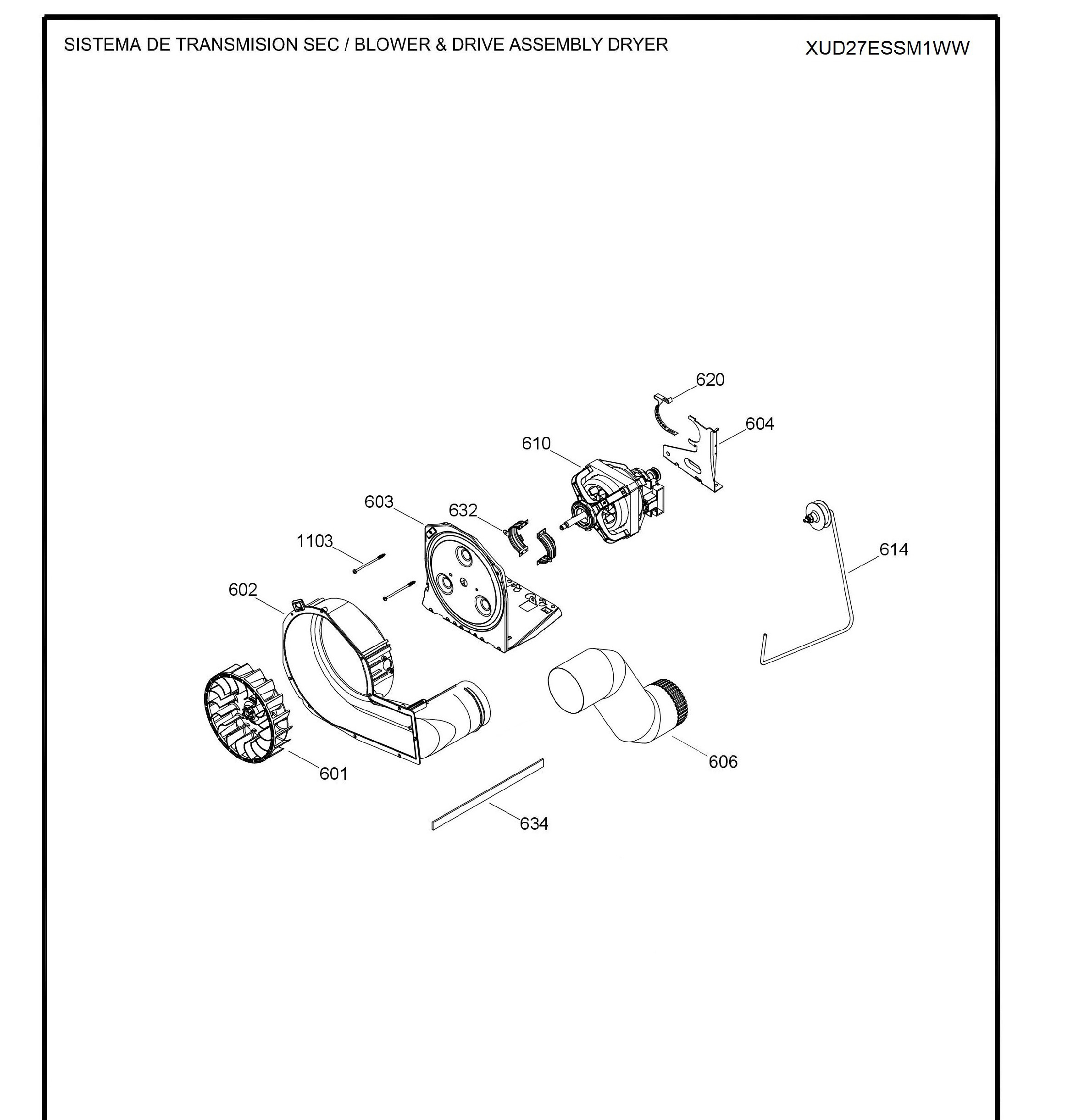 XUD27ESSM1WW Exploded View 4 appliance exploded-view parts diagram